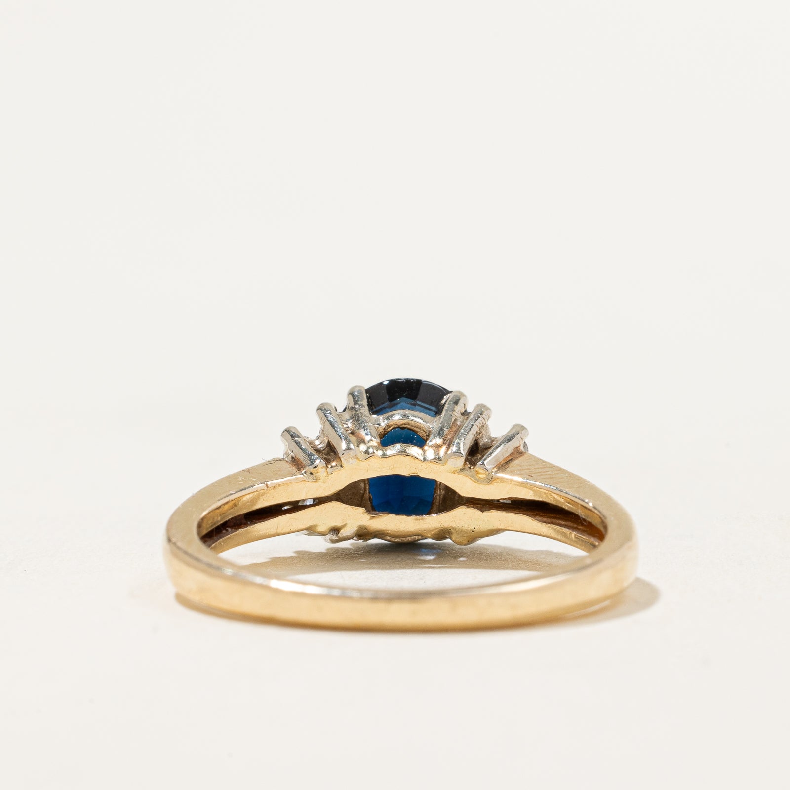 14k Yellow Gold Blue Sapphire and Diamond Ring | 1.30ct, 0.21ctw | SZ 6.25
