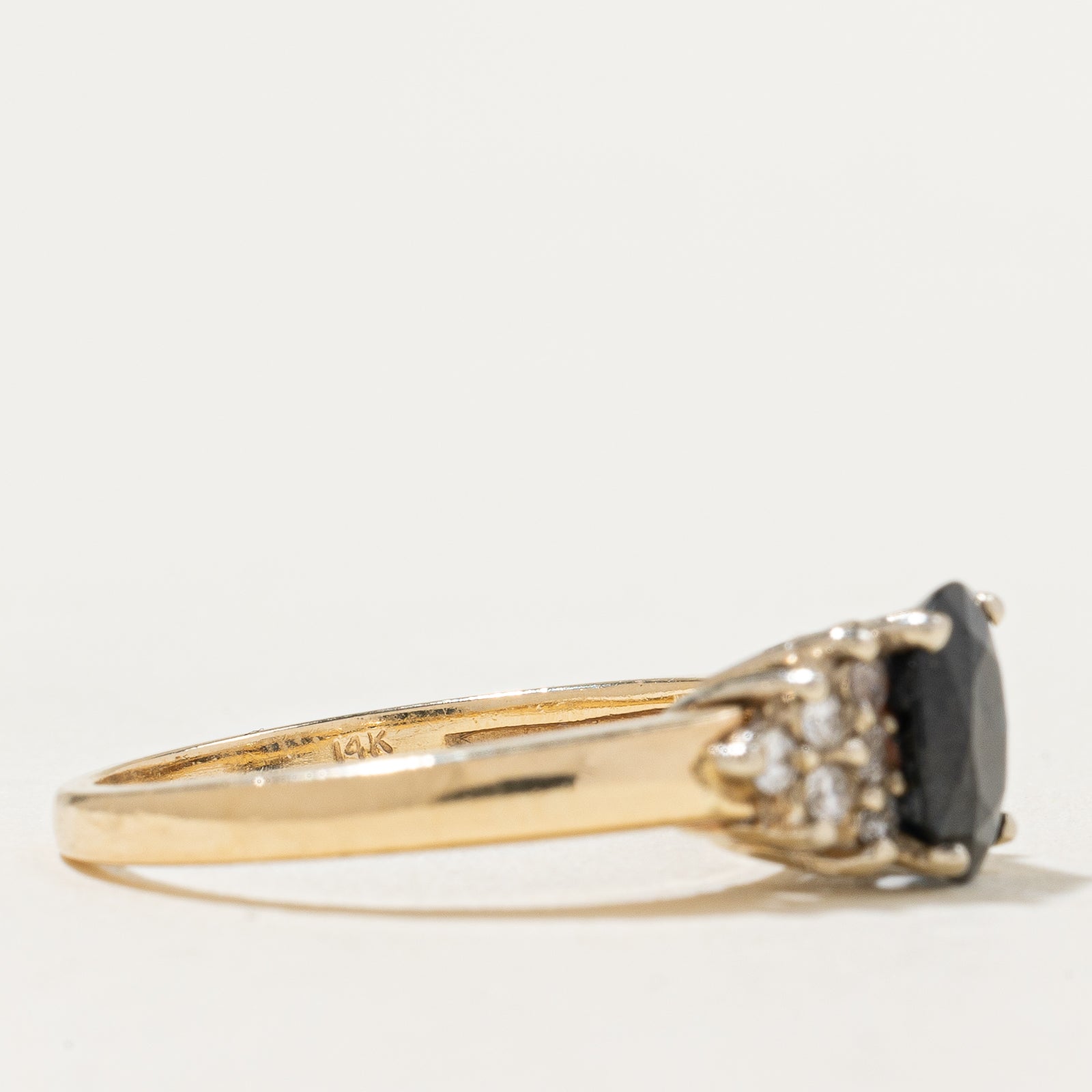 14k Yellow Gold Blue Sapphire and Diamond Ring | 1.30ct, 0.21ctw | SZ 6.25