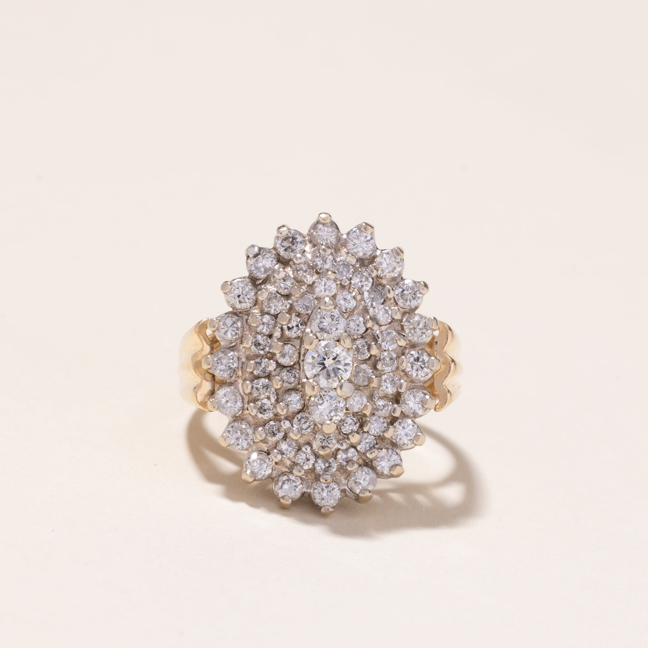 10k Yellow and White Gold Diamond Ring | 1.56ctw | SZ 8