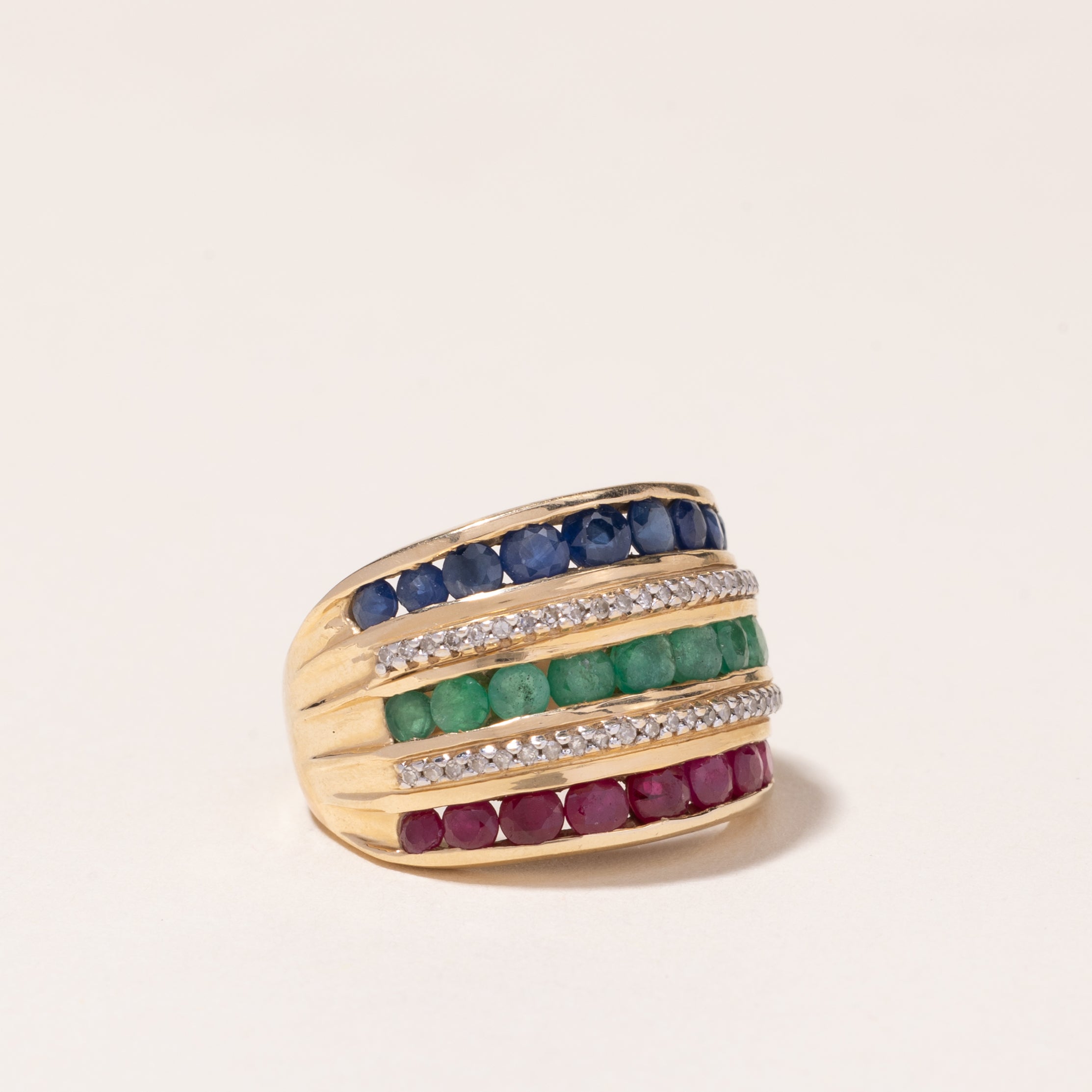 14k Yellow Gold Multi Gem Cocktail Ring | 10.74ctw, 0.15ctw | SZ 6.25