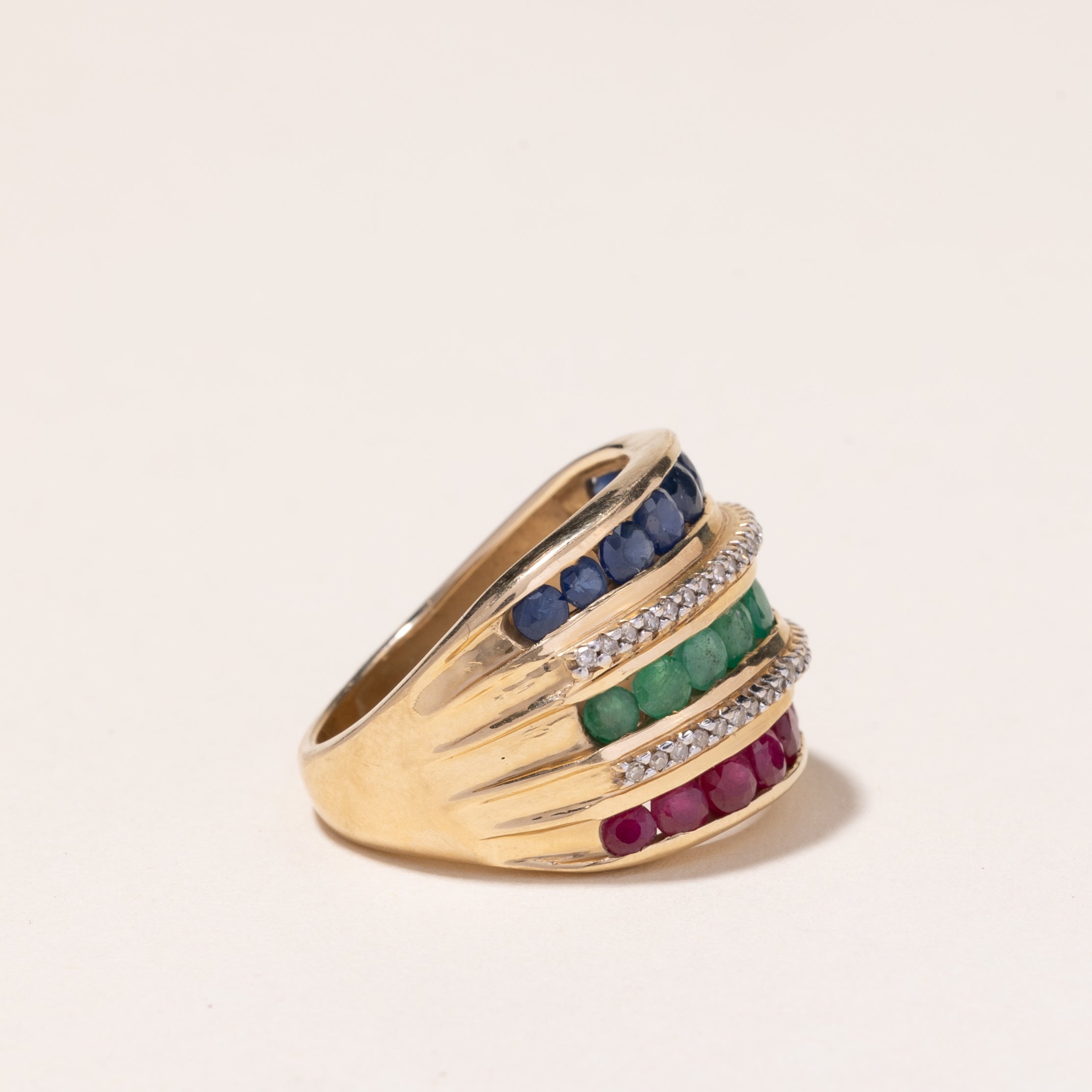 14k Yellow Gold Multi Gem Cocktail Ring | 10.74ctw, 0.15ctw | SZ 6.25