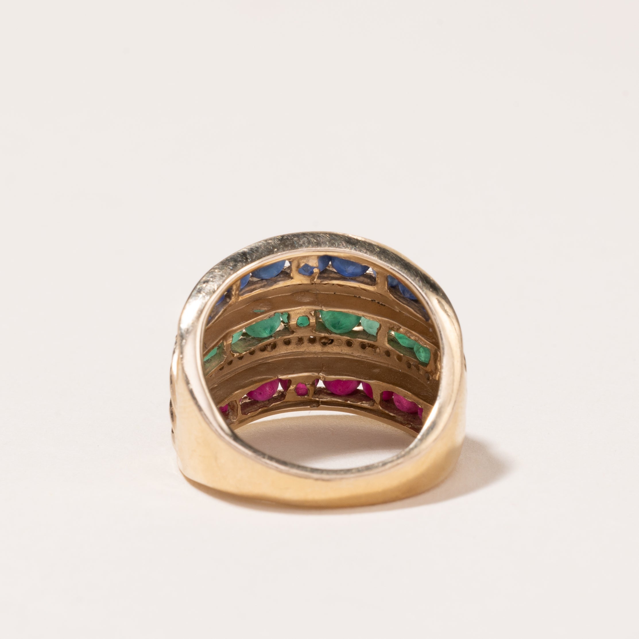 14k Yellow Gold Multi Gem Cocktail Ring | 10.74ctw, 0.15ctw | SZ 6.25