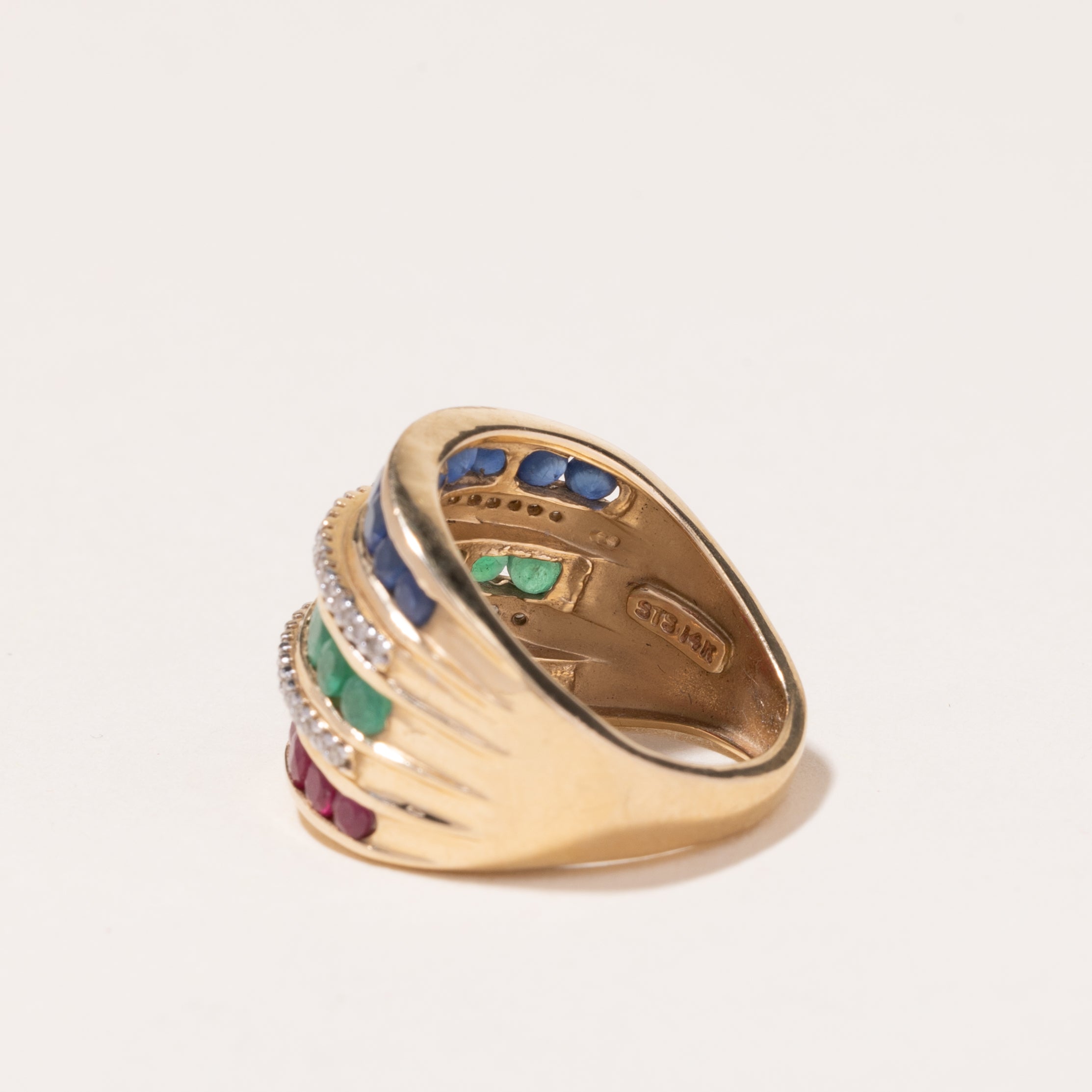 14k Yellow Gold Multi Gem Cocktail Ring | 10.74ctw, 0.15ctw | SZ 6.25