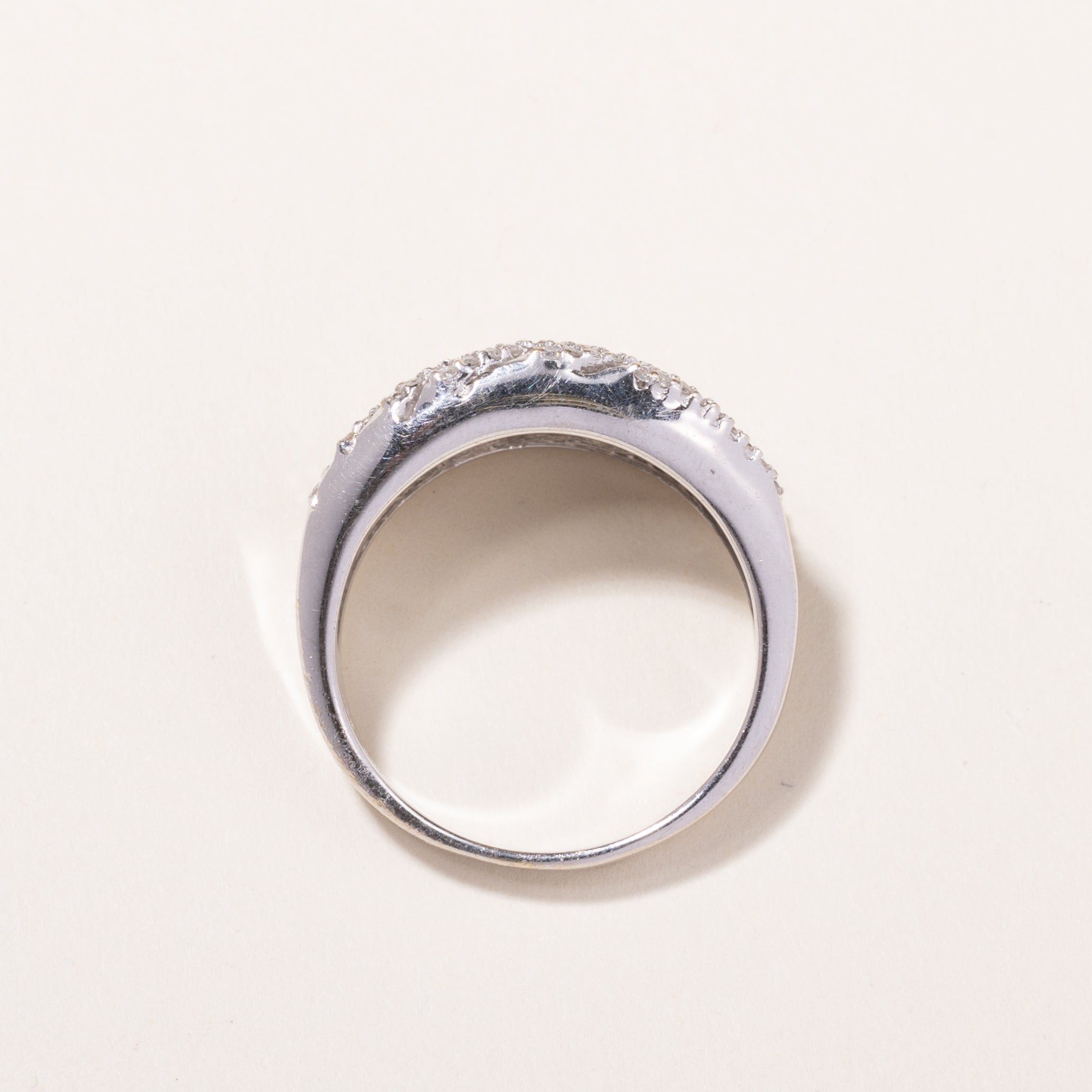 18k White Gold Wave Design Diamond Ring | 1.29ctw | SZ 10