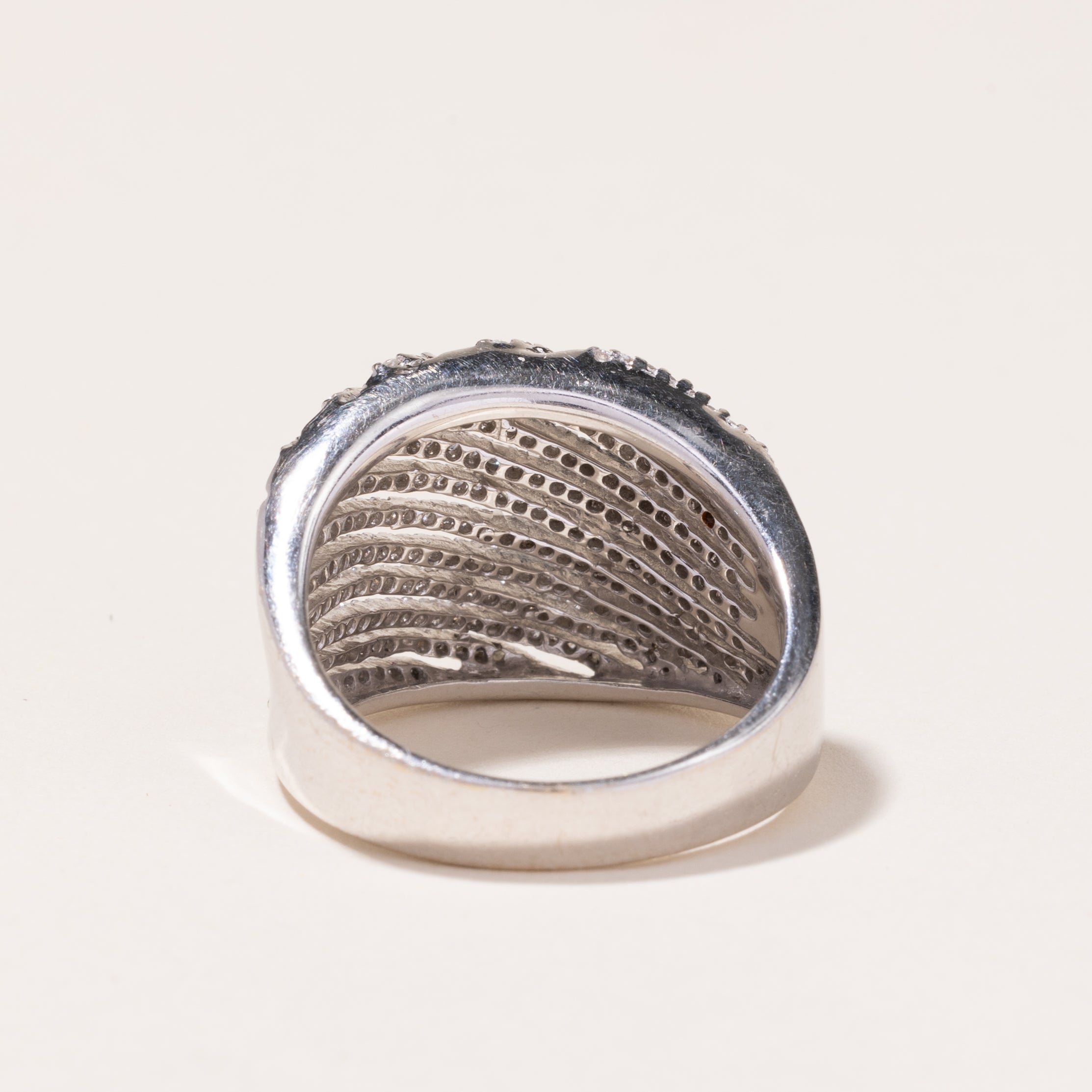 18k White Gold Wave Design Diamond Ring | 1.29ctw | SZ 10