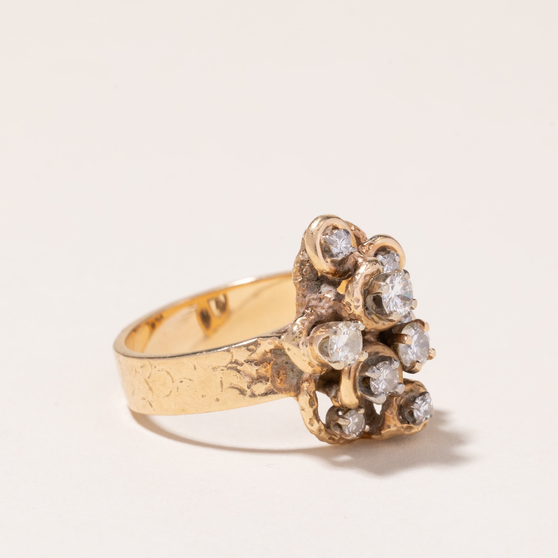 14k Yellow Gold Diamond Cocktail Ring | 0.56ctw | SZ 8.25