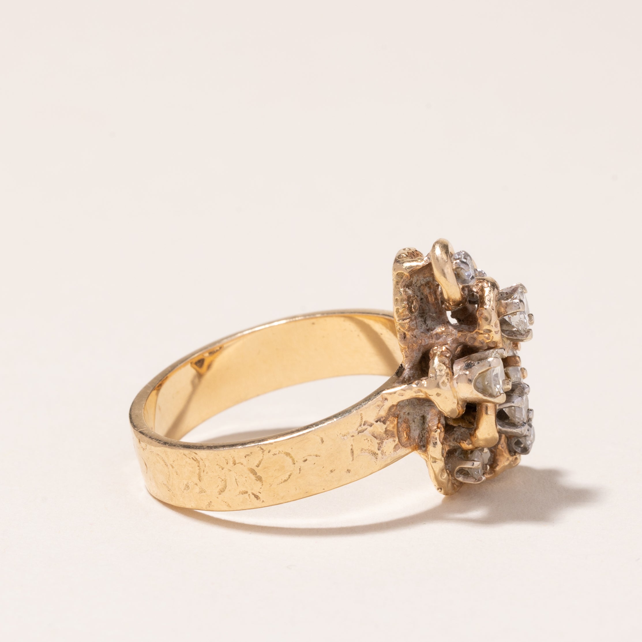 14k Yellow Gold Diamond Cocktail Ring | 0.56ctw | SZ 8.25