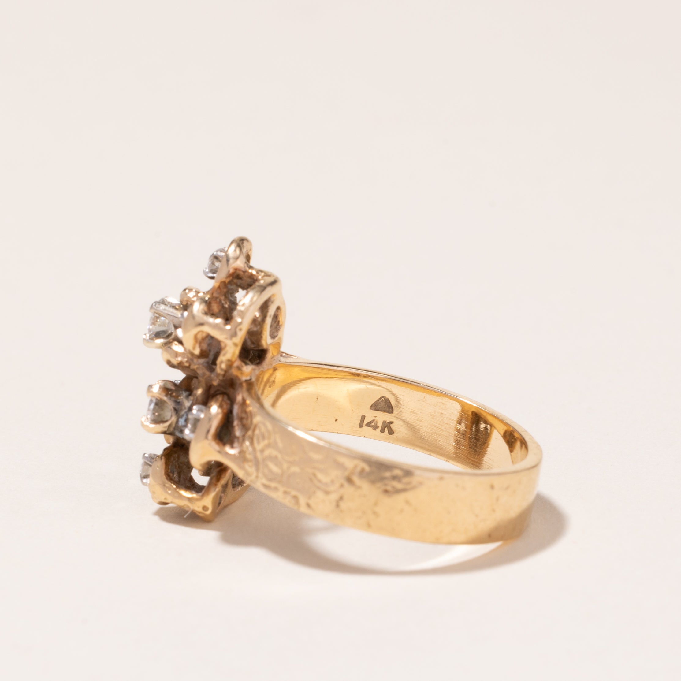 14k Yellow Gold Diamond Cocktail Ring | 0.56ctw | SZ 8.25
