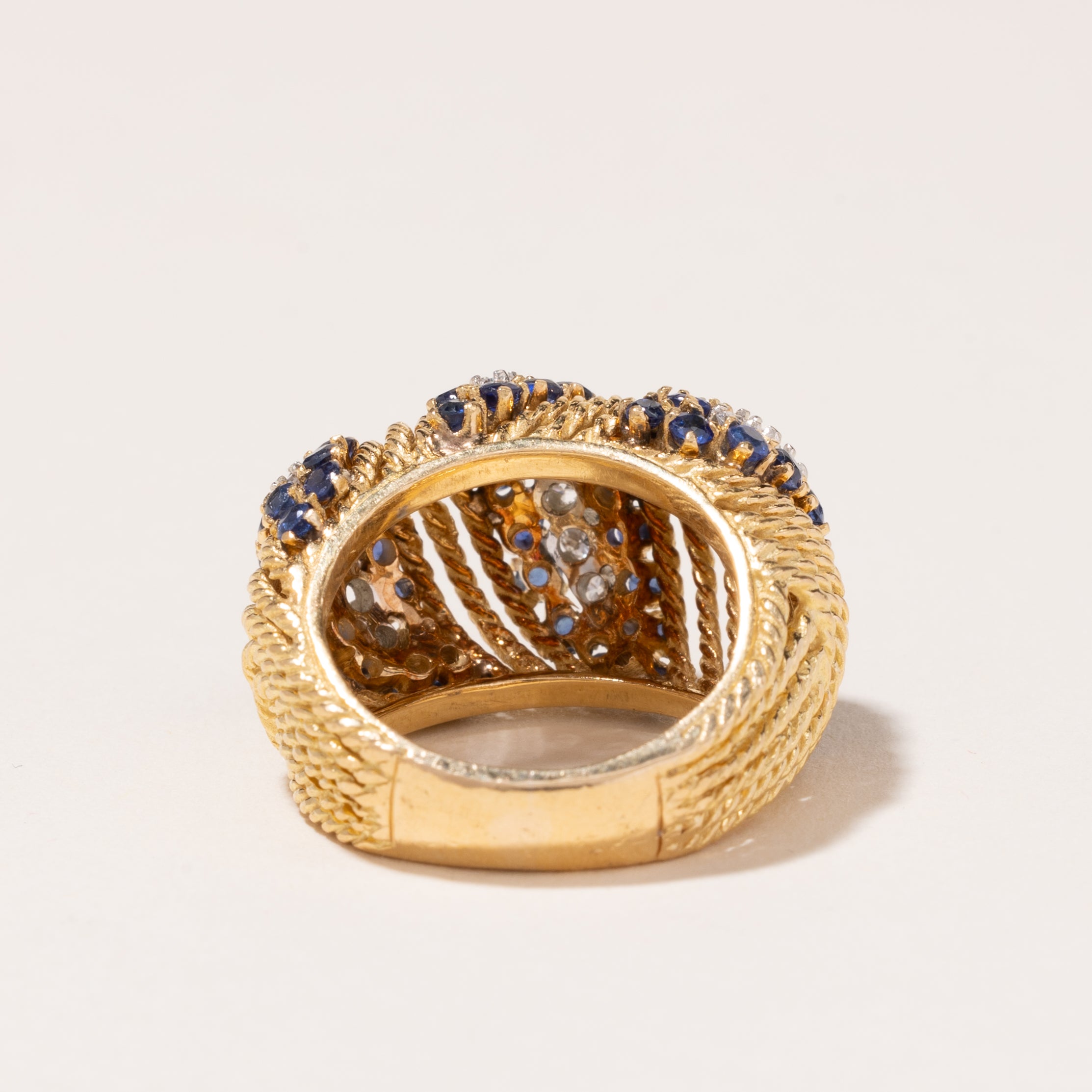 18k Gold Sapphire and Diamond Cocktail Ring | 2.19ctw, 0.40ctw | SZ 5.5