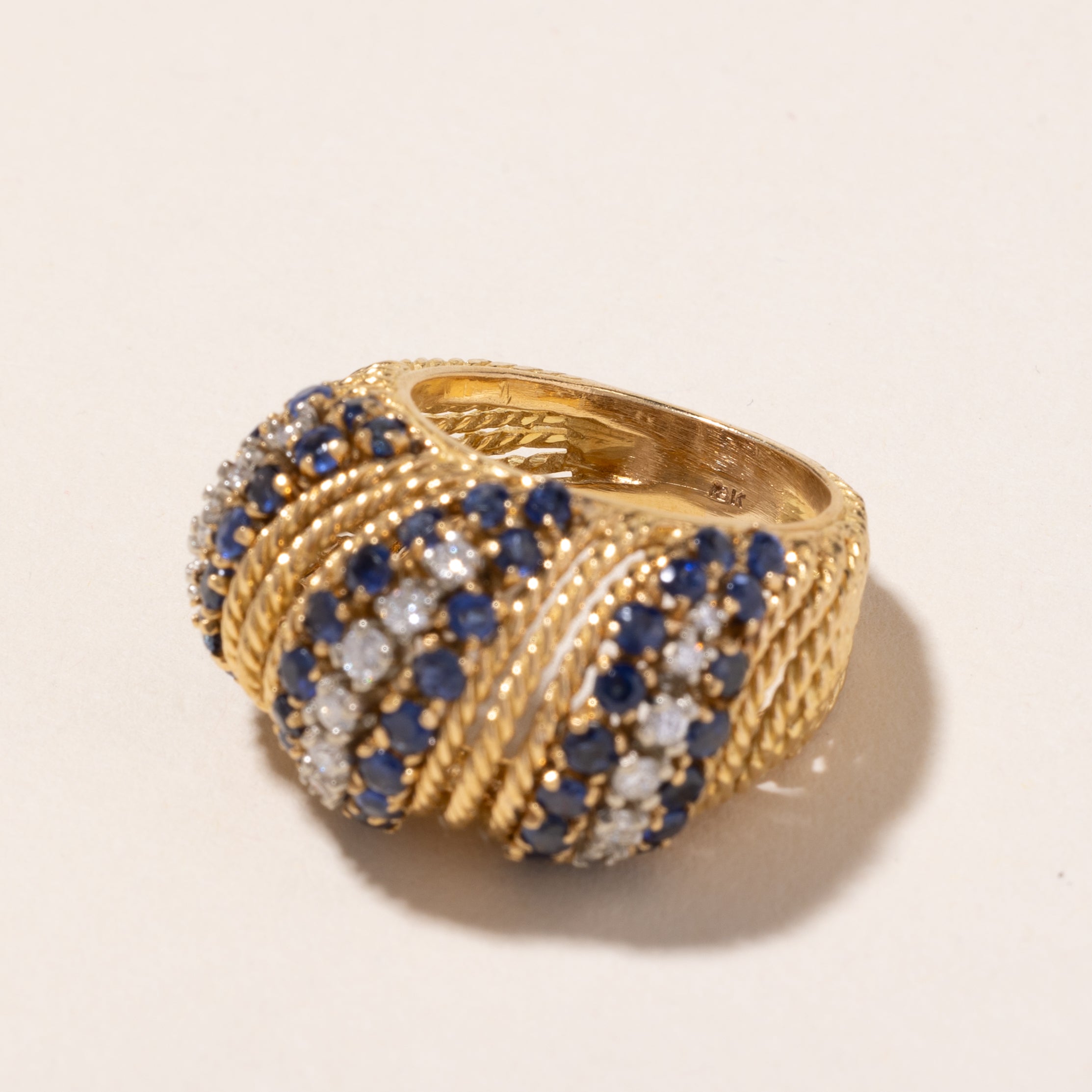 18k Gold Sapphire and Diamond Cocktail Ring | 2.19ctw, 0.40ctw | SZ 5.5