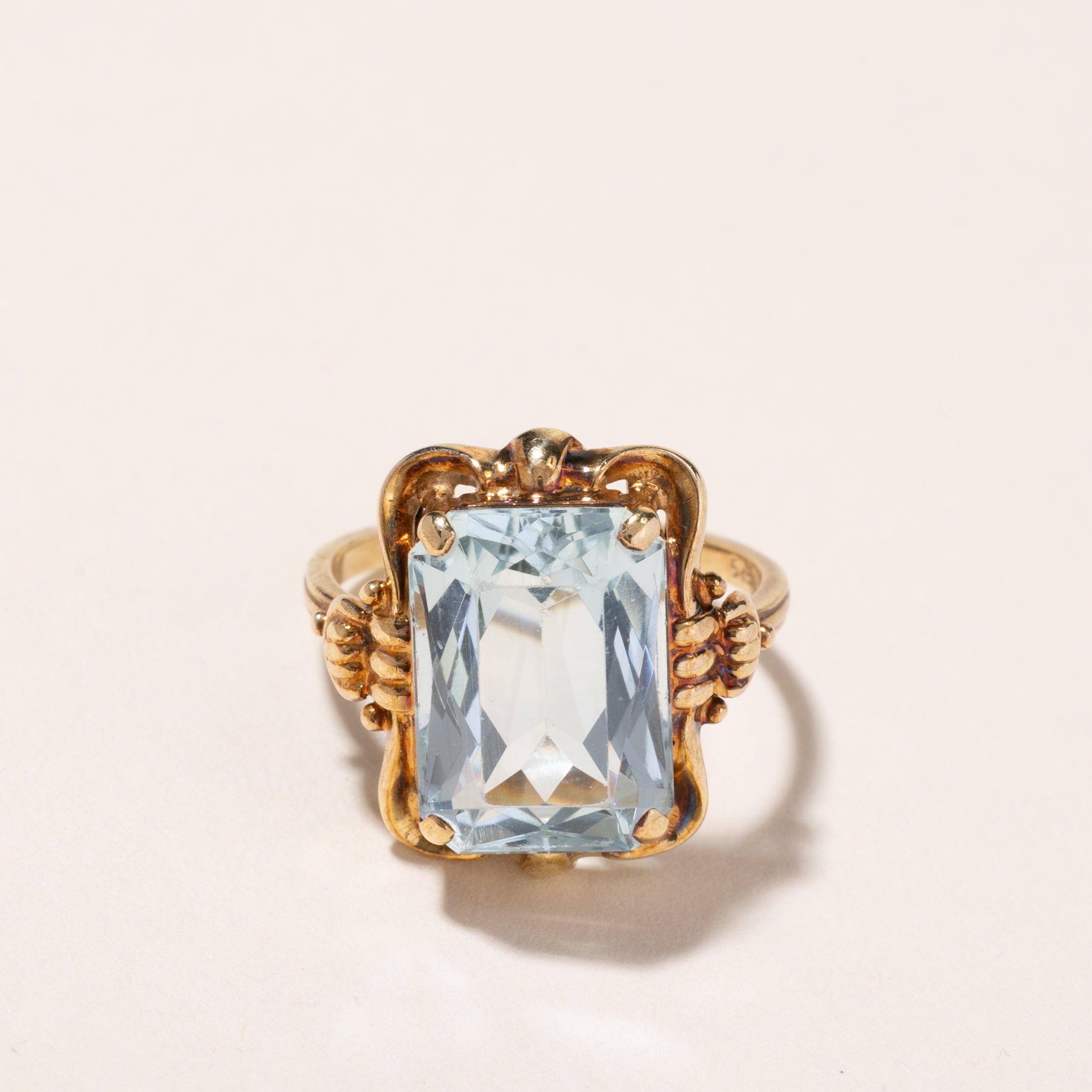 Bague en or jaune 14 carats et aigue-marine | 8,03 ct | Taille 6,5