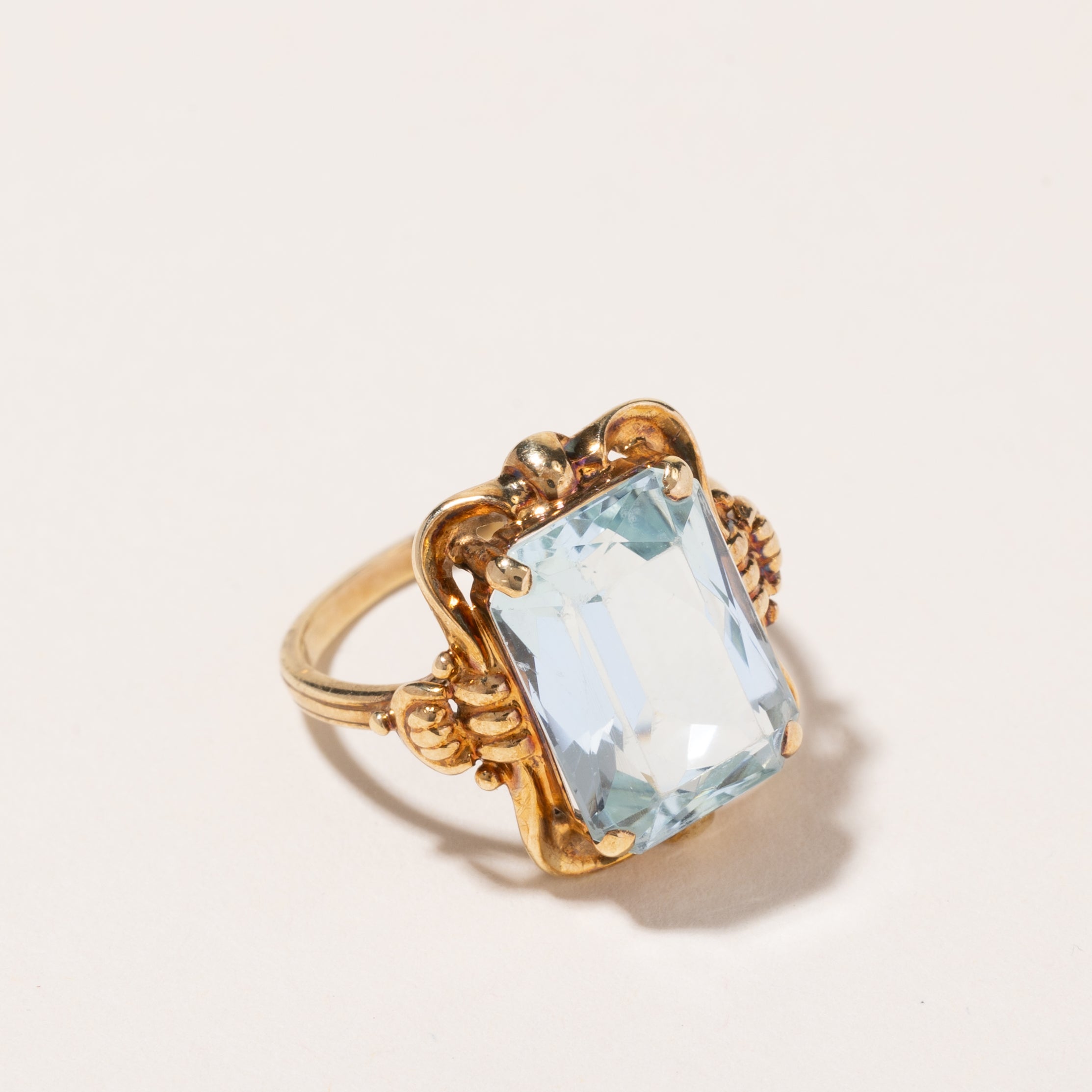 Bague en or jaune 14 carats et aigue-marine | 8,03 ct | Taille 6,5