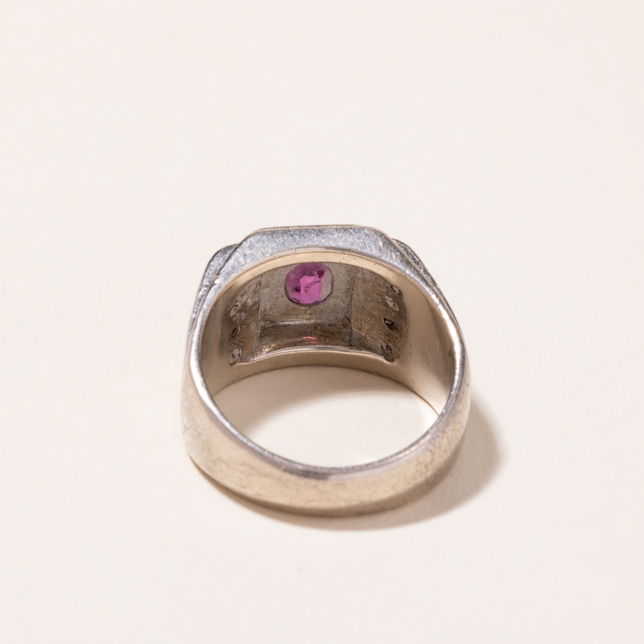 18k White Gold Ruby and Diamond Ring | 0.60ct, 0.08ctw | SZ 8.75