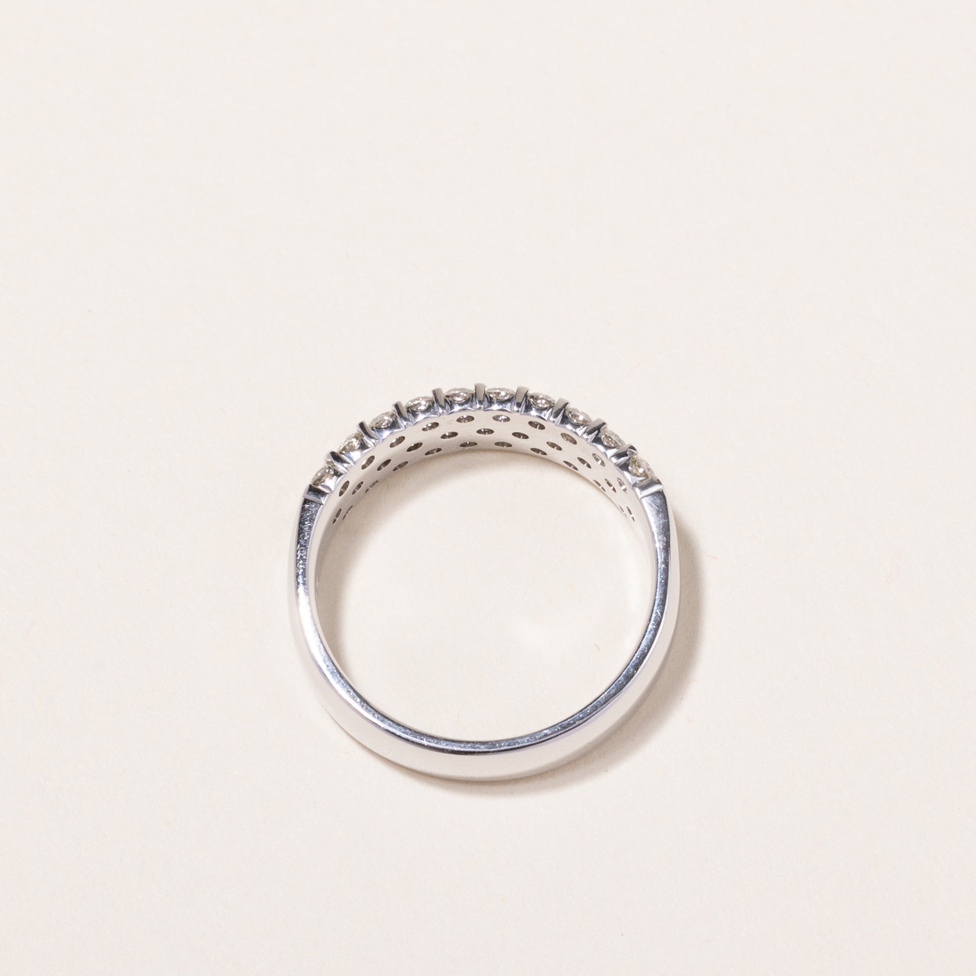 14k White Gold Triple Row Diamond Ring | 1.00ctw | SZ 7