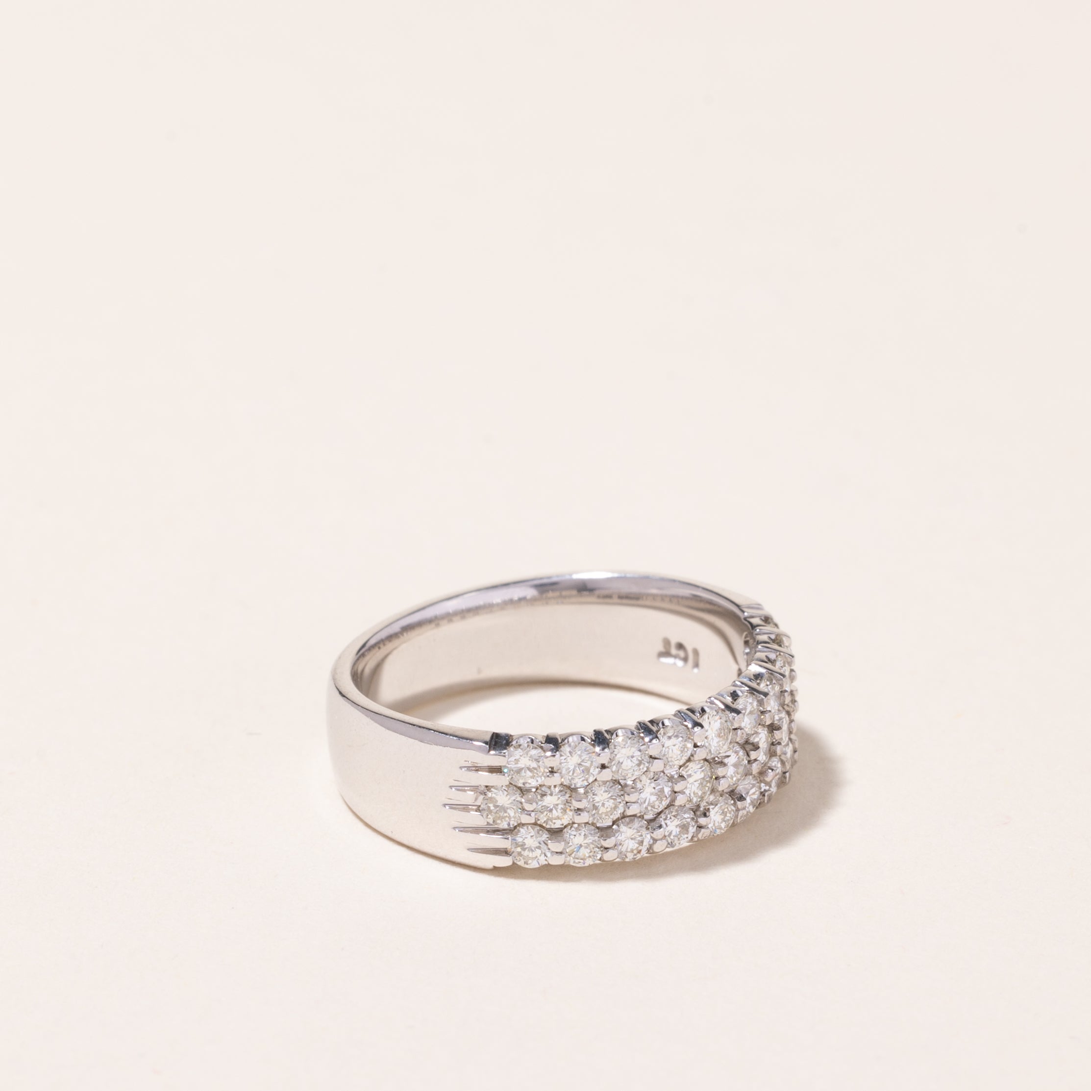 14k White Gold Triple Row Diamond Ring | 1.00ctw | SZ 7