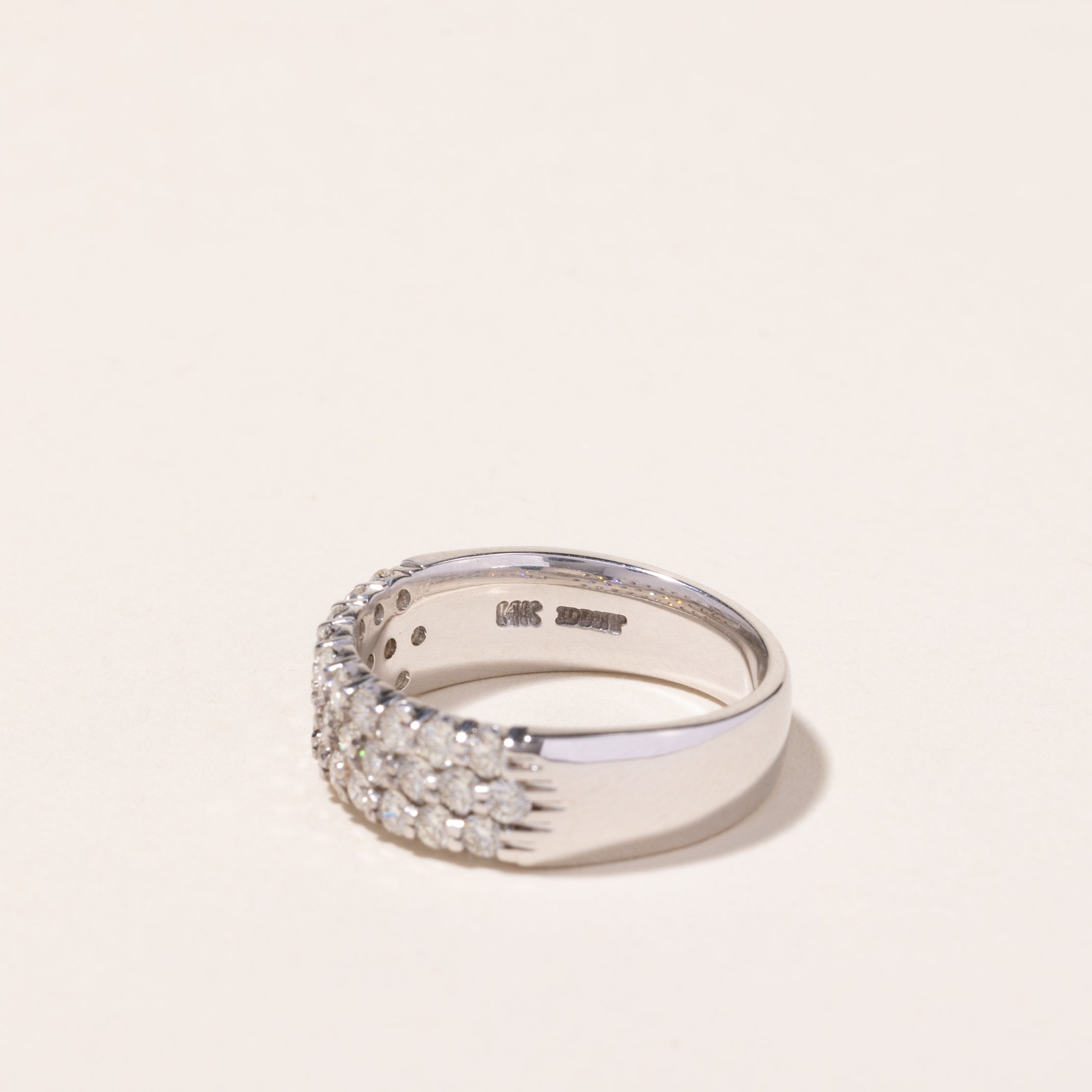 14k White Gold Triple Row Diamond Ring | 1.00ctw | SZ 7