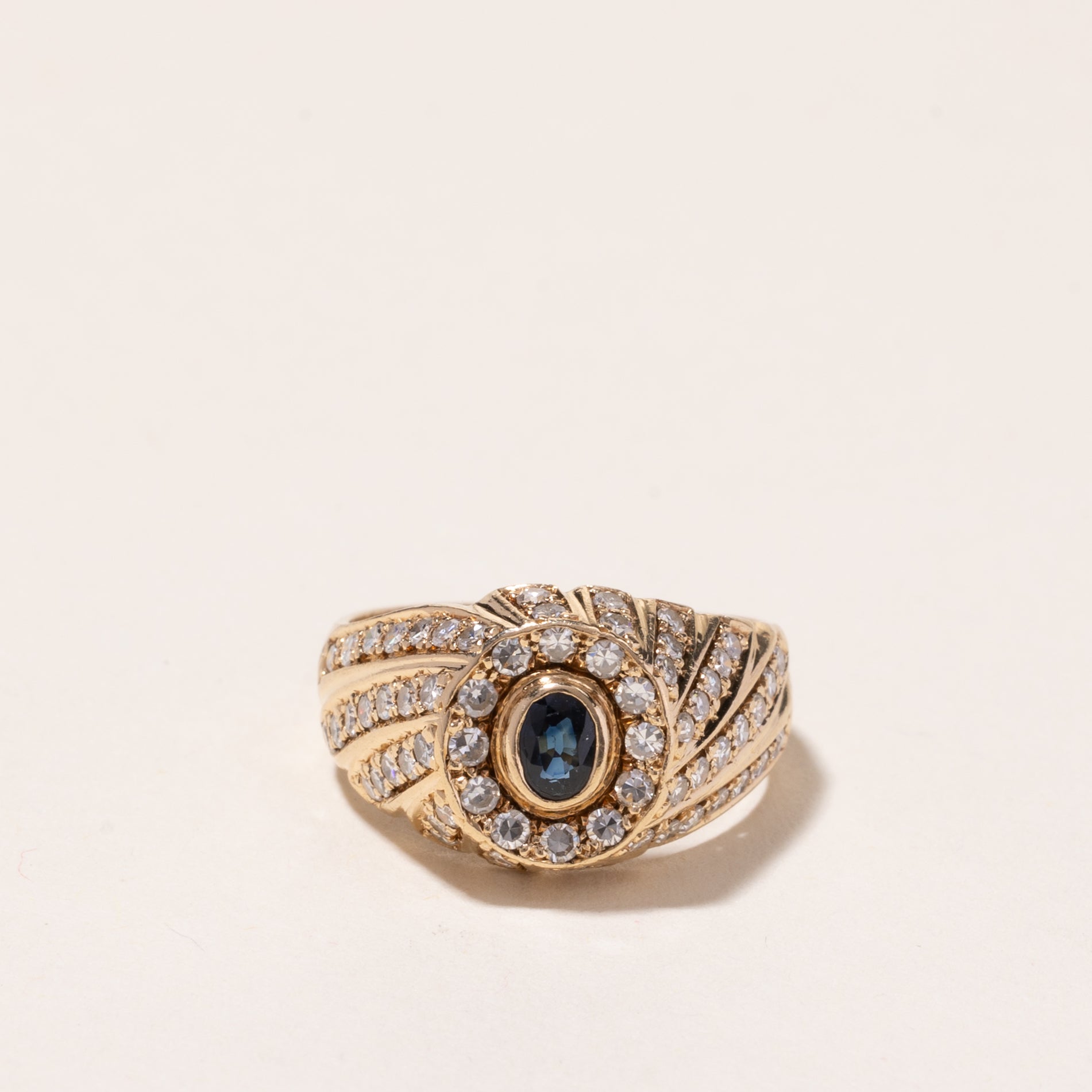 14k Yellow Gold Sapphire and Diamond Ring | 0.22ct, 0.46ctw | SZ 5