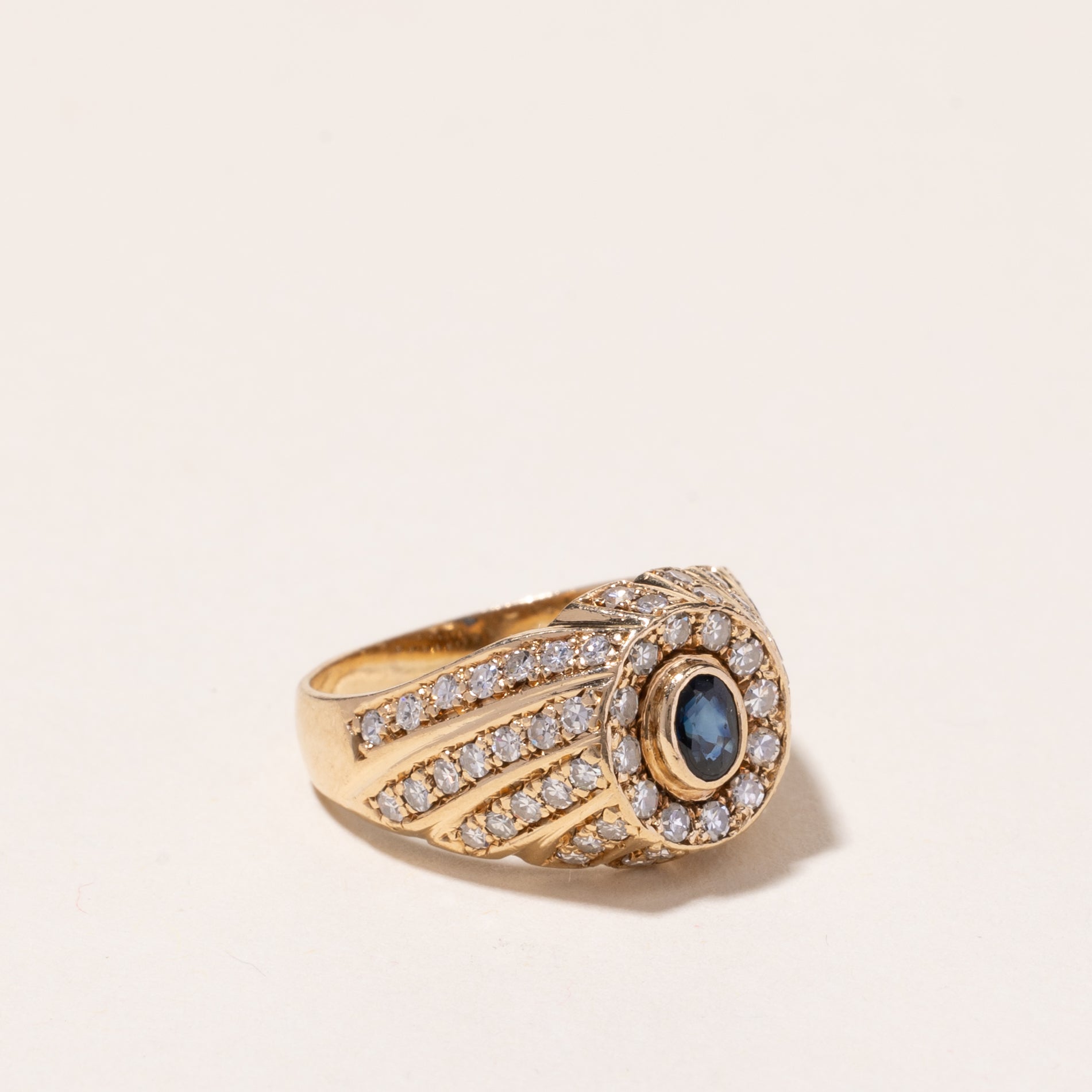 14k Yellow Gold Sapphire and Diamond Ring | 0.22ct, 0.46ctw | SZ 5