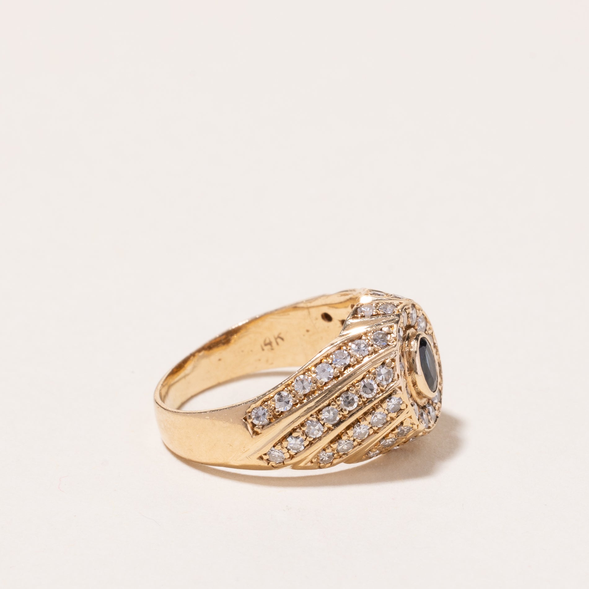 14k Yellow Gold Sapphire and Diamond Ring | 0.22ct, 0.46ctw | SZ 5