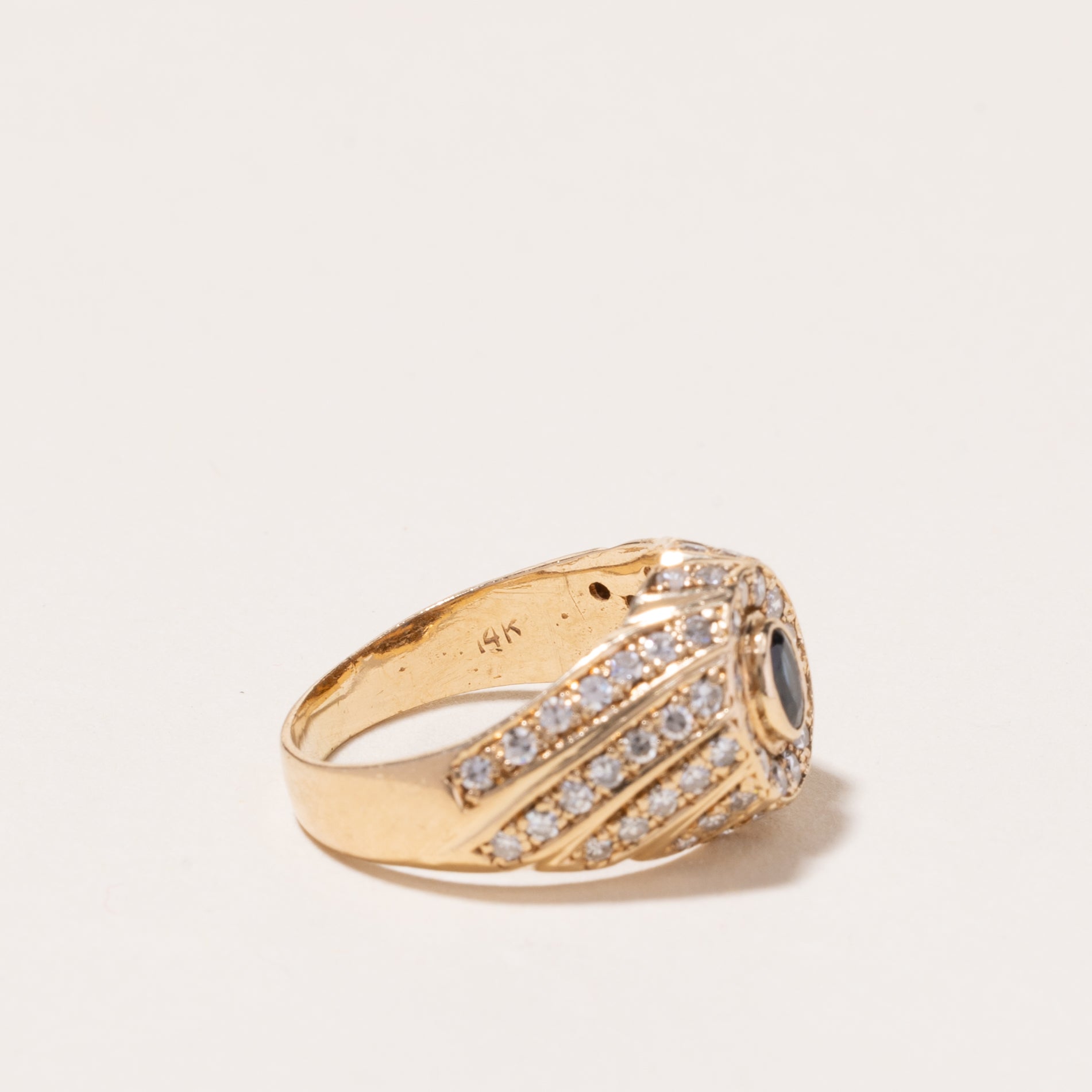 14k Yellow Gold Sapphire and Diamond Ring | 0.22ct, 0.46ctw | SZ 5