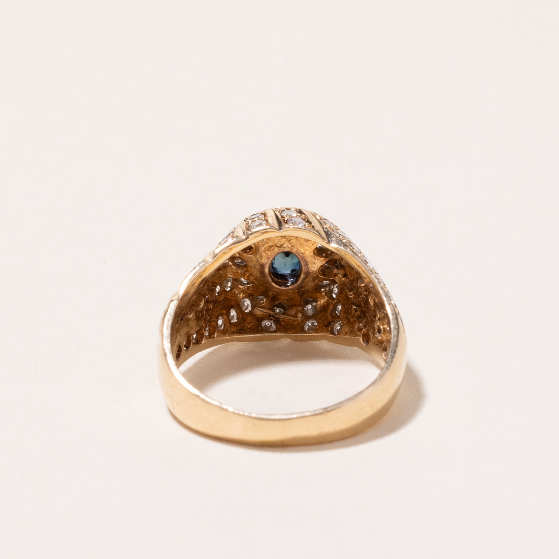 14k Yellow Gold Sapphire and Diamond Ring | 0.22ct, 0.46ctw | SZ 5