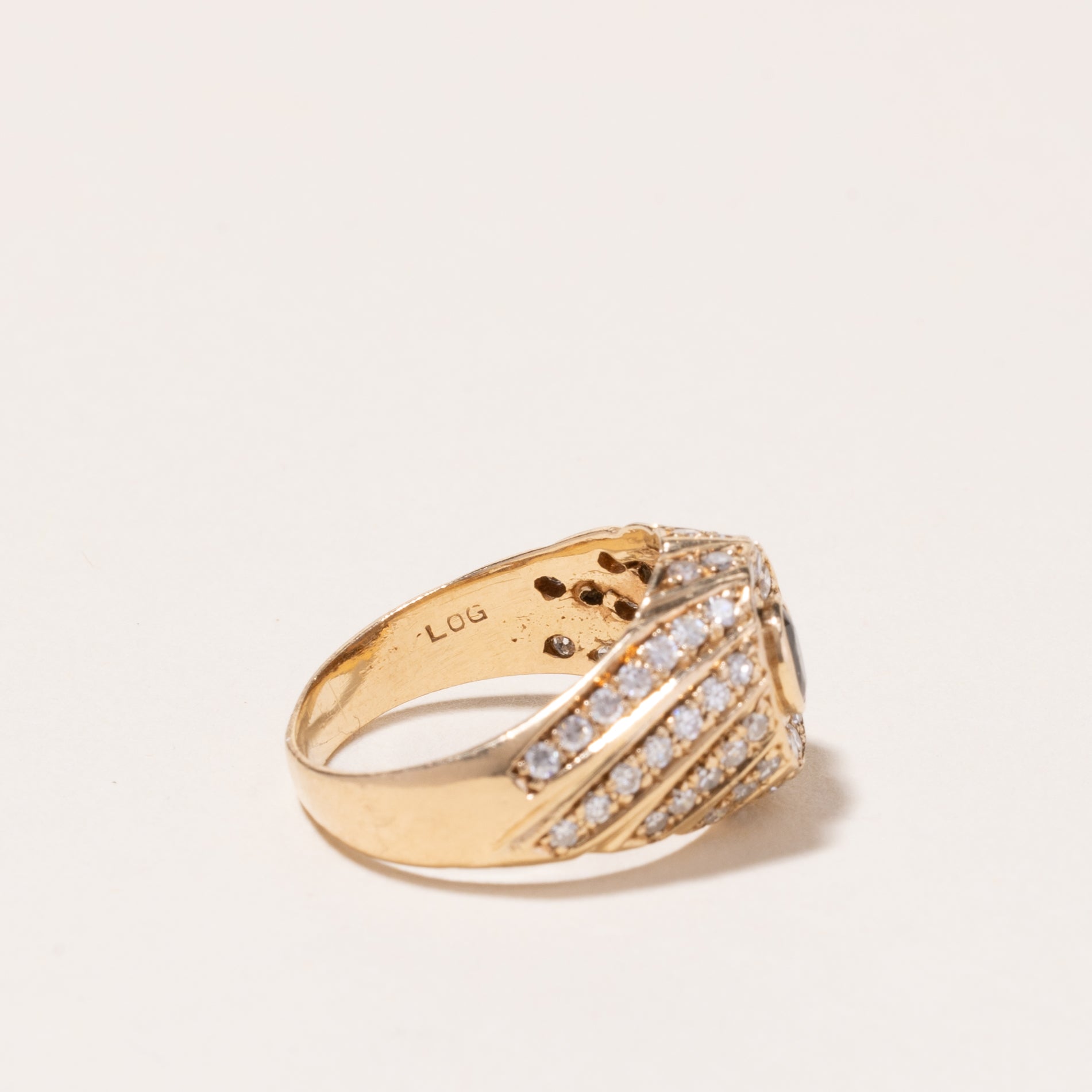 14k Yellow Gold Sapphire and Diamond Ring | 0.22ct, 0.46ctw | SZ 5