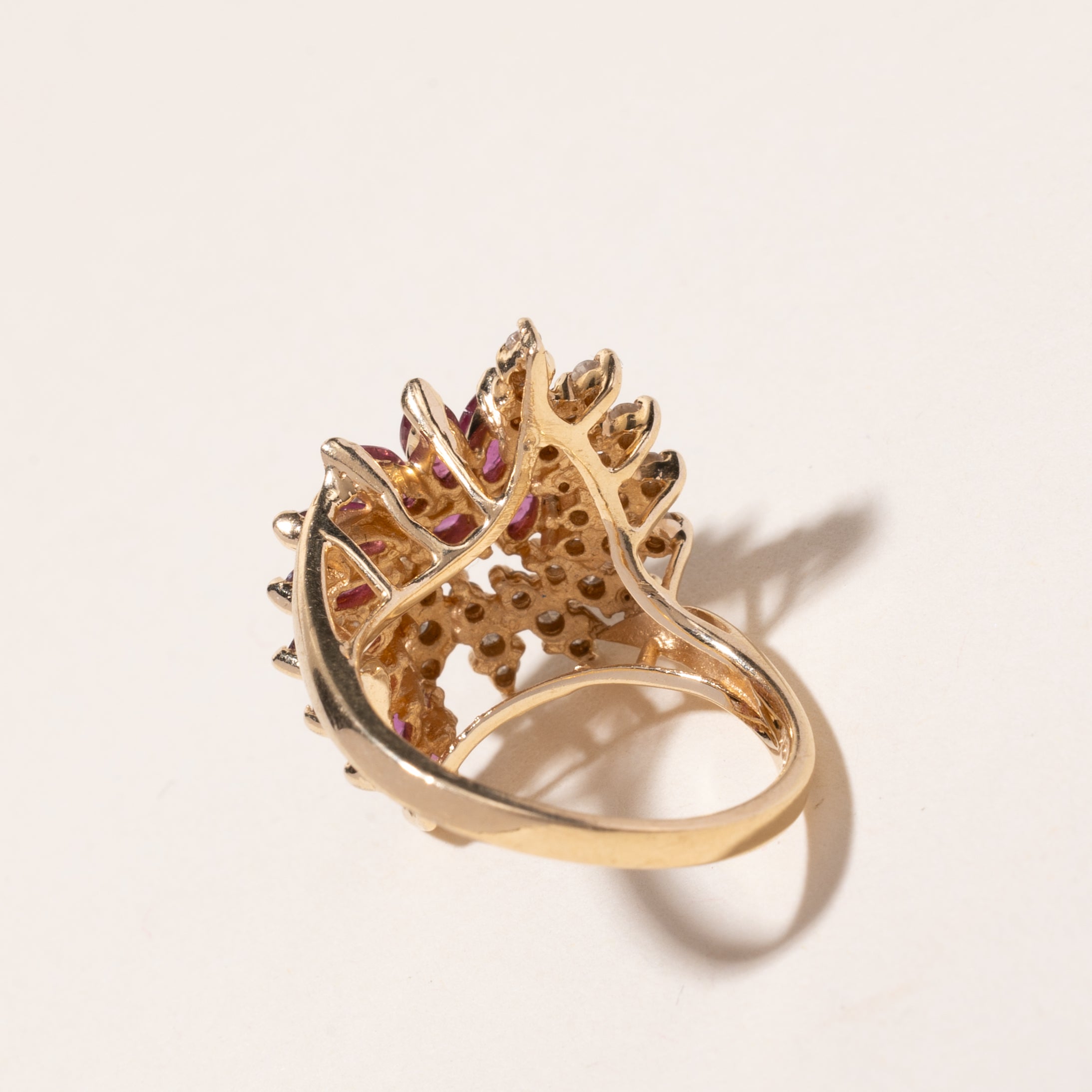 14k Yellow Gold Ruby and Diamond Ring | 1.85ctw, 0.50ctw | SZ 6.75