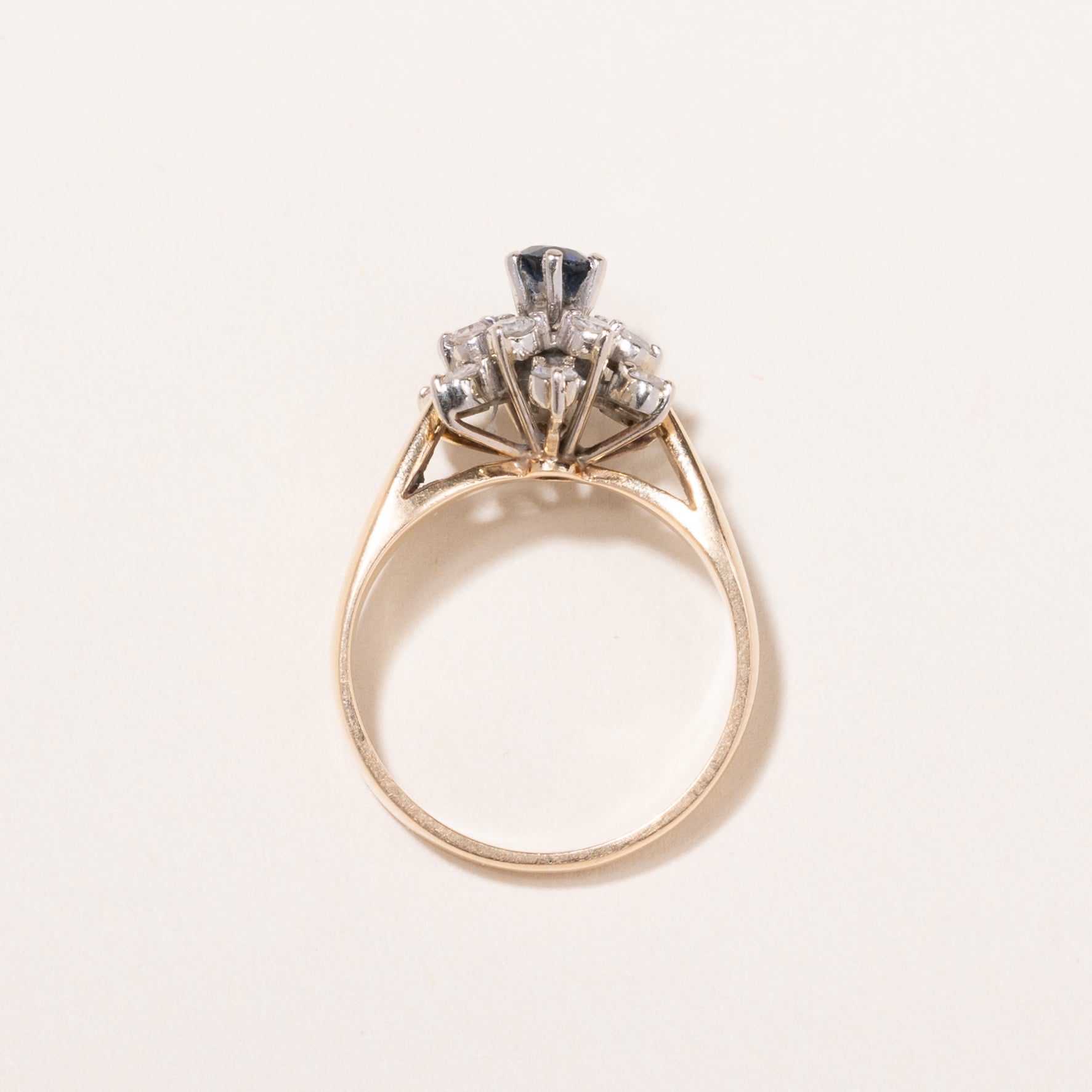 14k Yellow Gold Blue Sapphire and Diamond Ring | 0.27ct, 0.36ctw | SZ 5