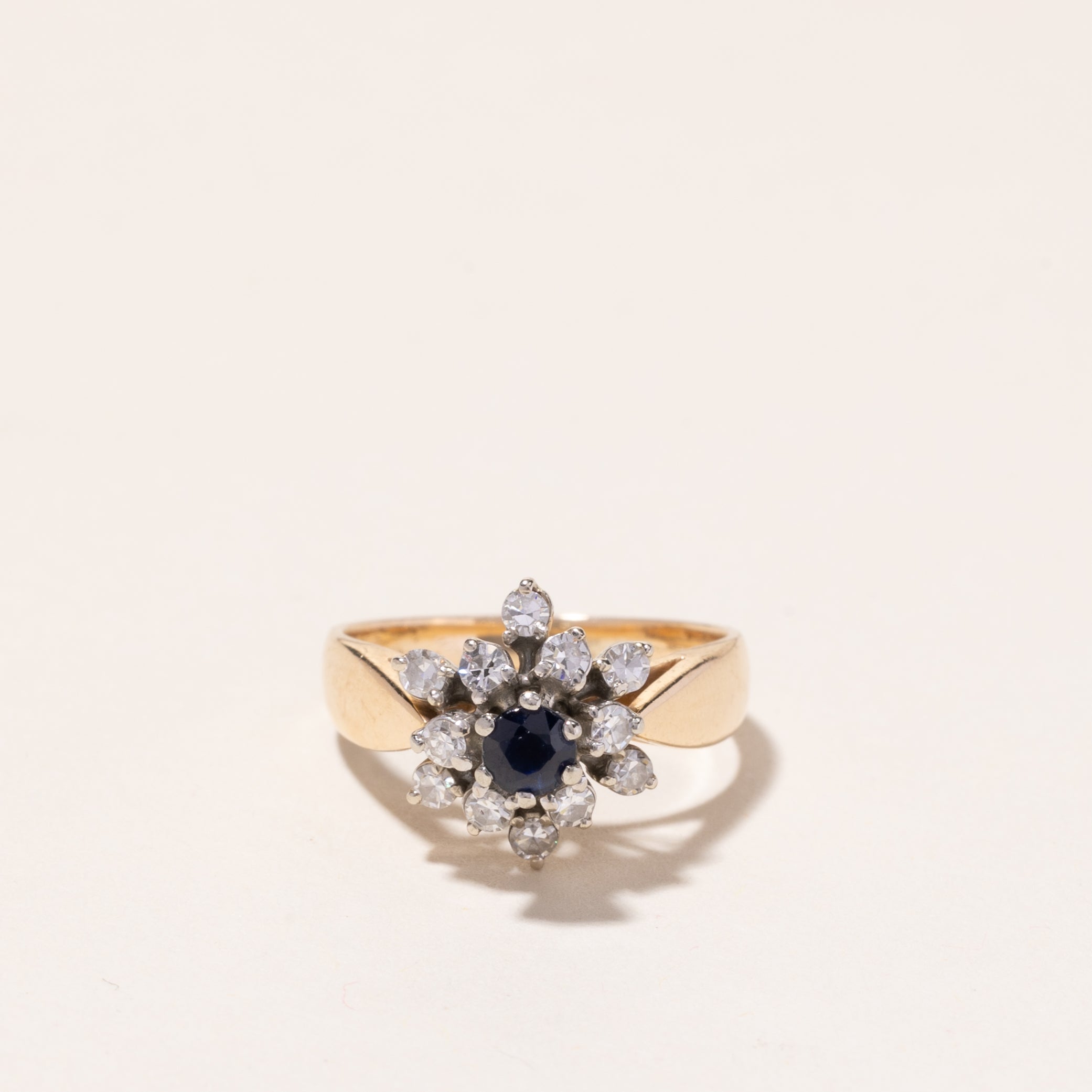 14k Yellow Gold Blue Sapphire and Diamond Ring | 0.27ct, 0.36ctw | SZ 5