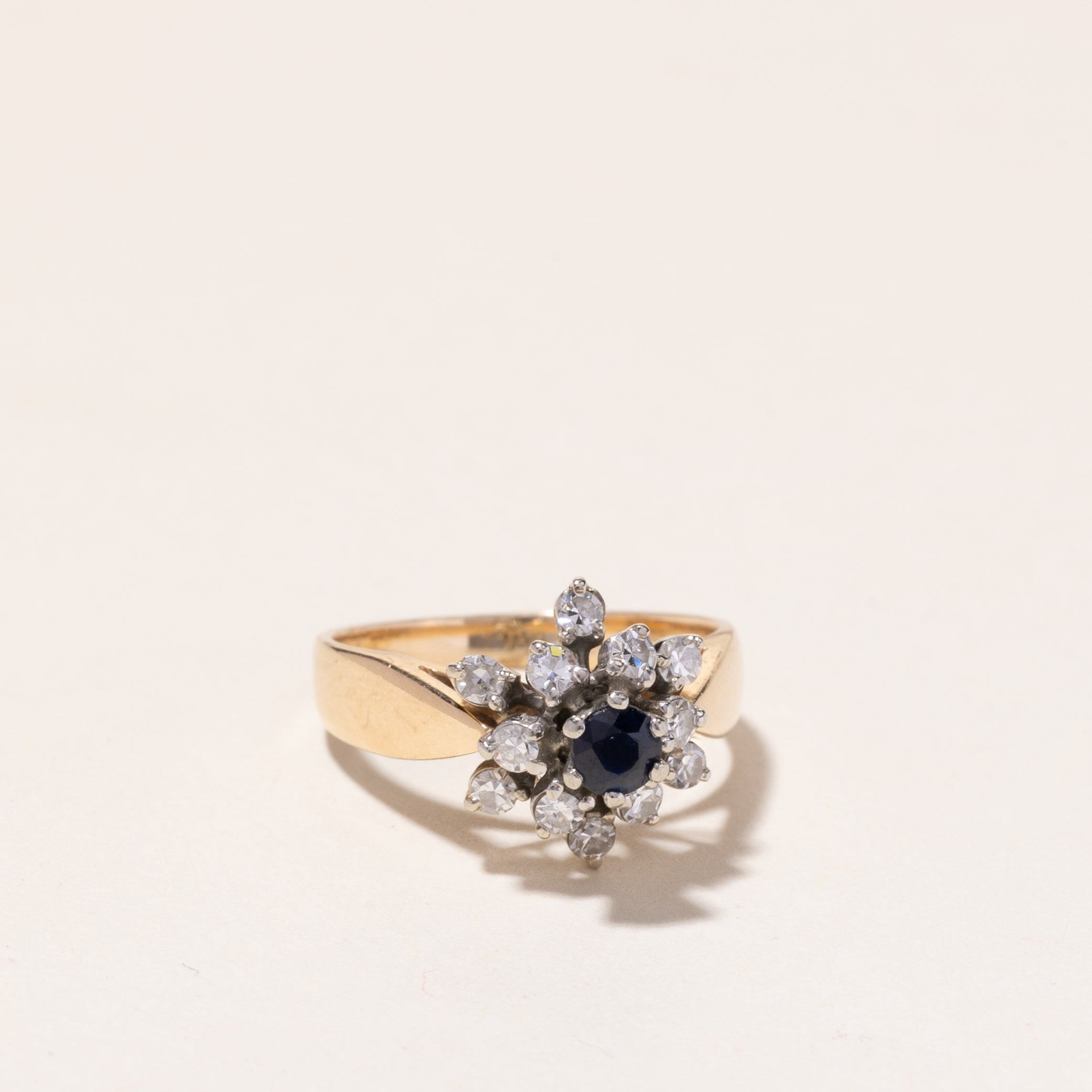 14k Yellow Gold Blue Sapphire and Diamond Ring | 0.27ct, 0.36ctw | SZ 5