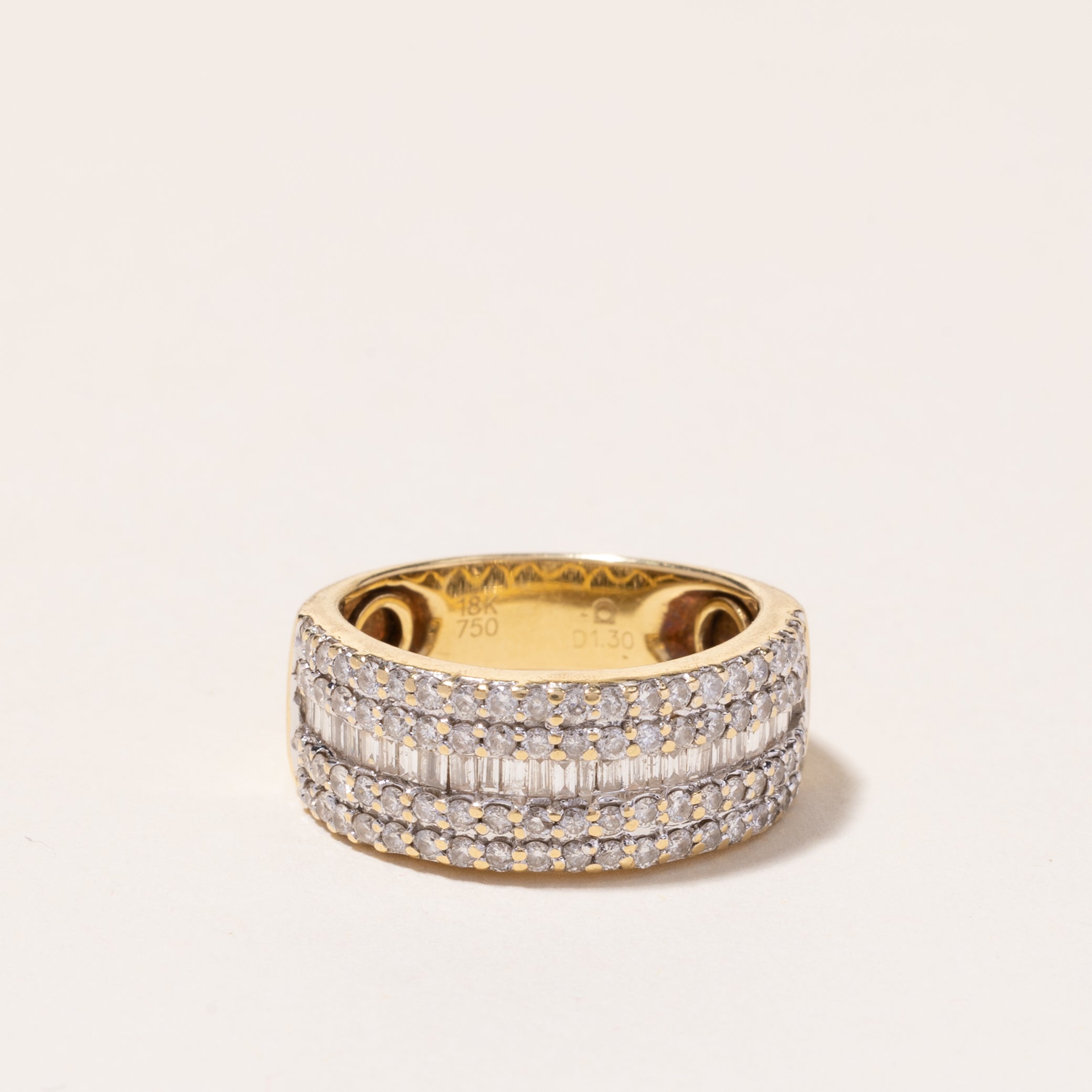 18k Yellow Gold Five Rows Diamond Ring | 1.30ctw | SZ 7.25