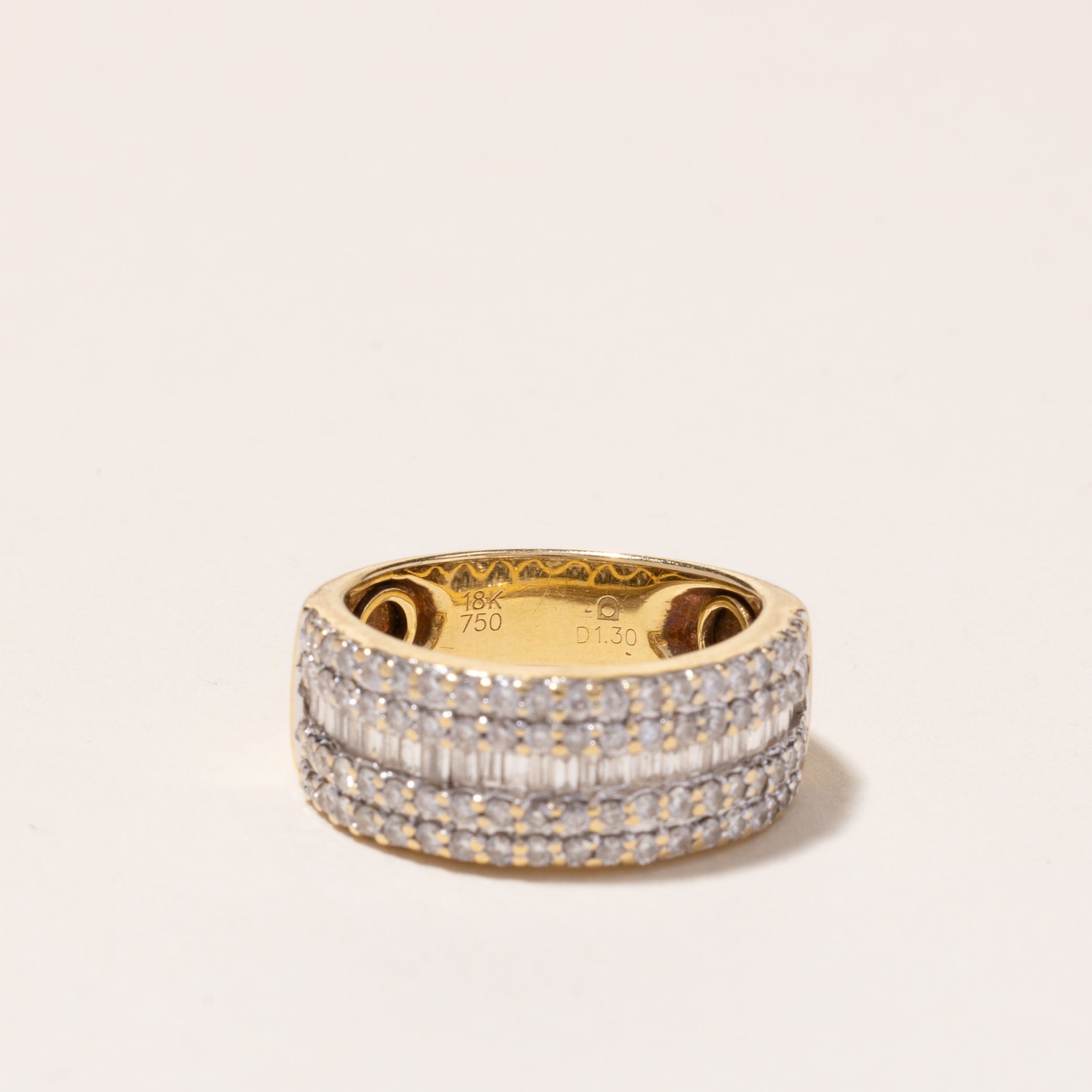 18k Yellow Gold Five Rows Diamond Ring | 1.30ctw | SZ 7.25