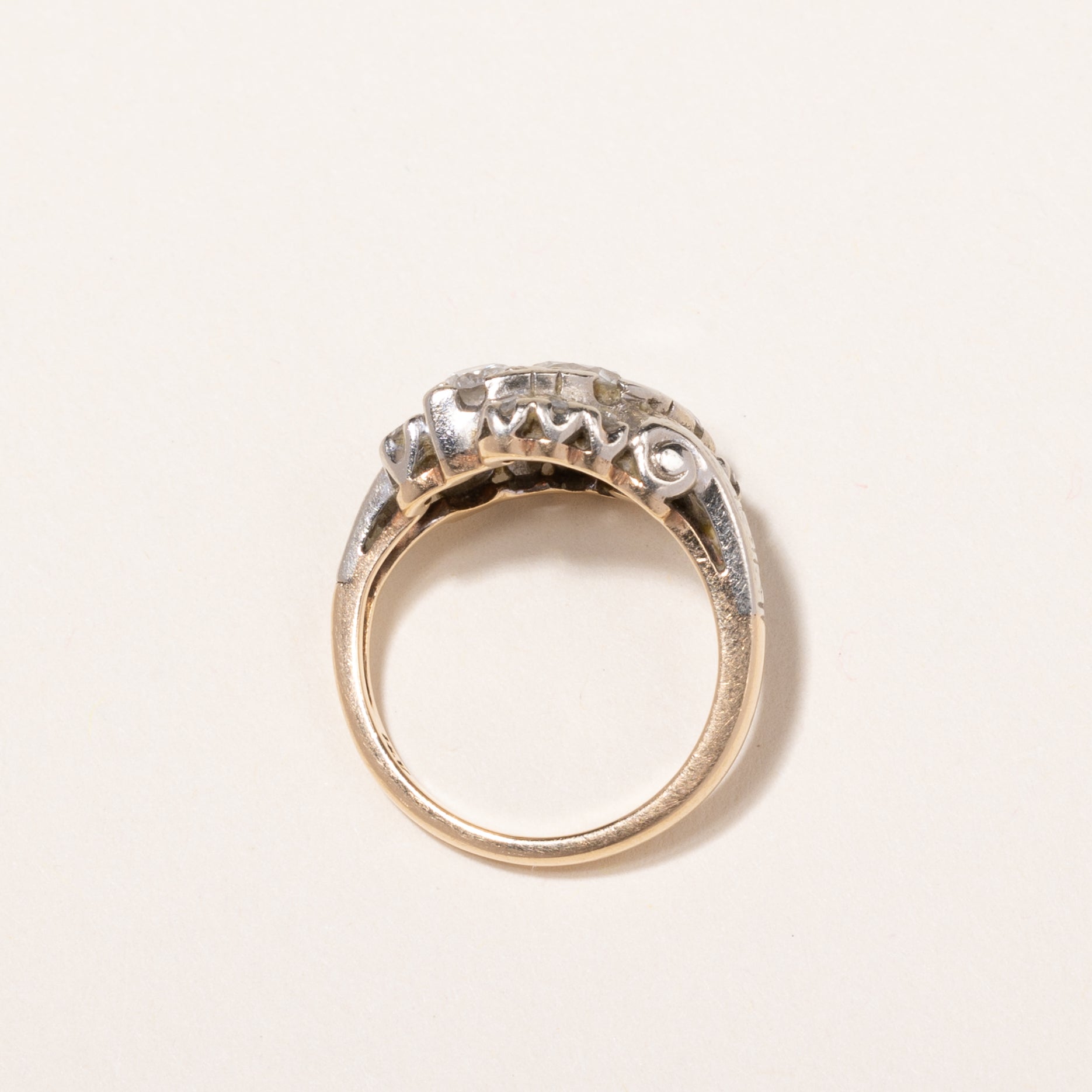 14k Two Tone Gold Diamond Ring | 0.99ctw | SZ 5.25