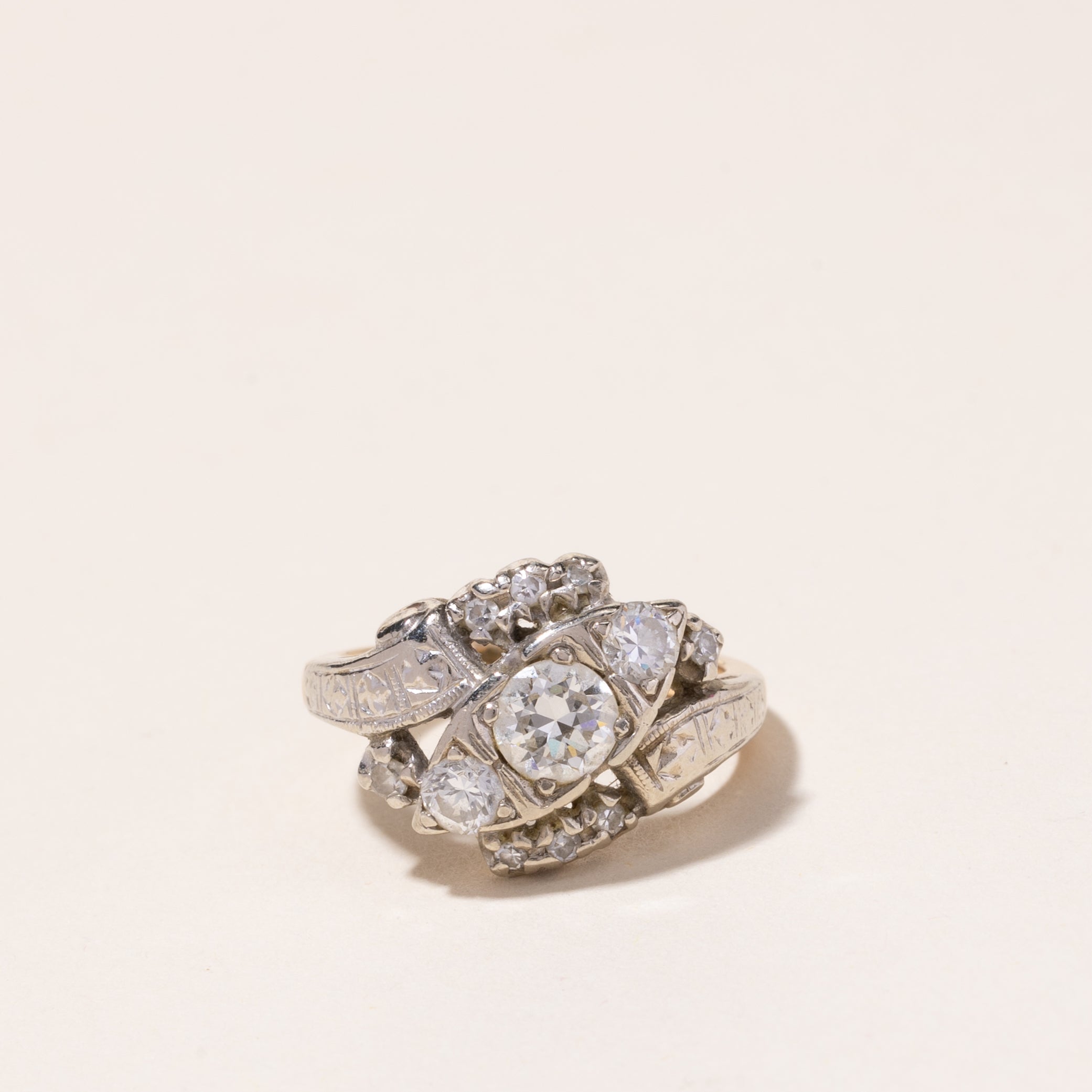 14k Two Tone Gold Diamond Ring | 0.99ctw | SZ 5.25
