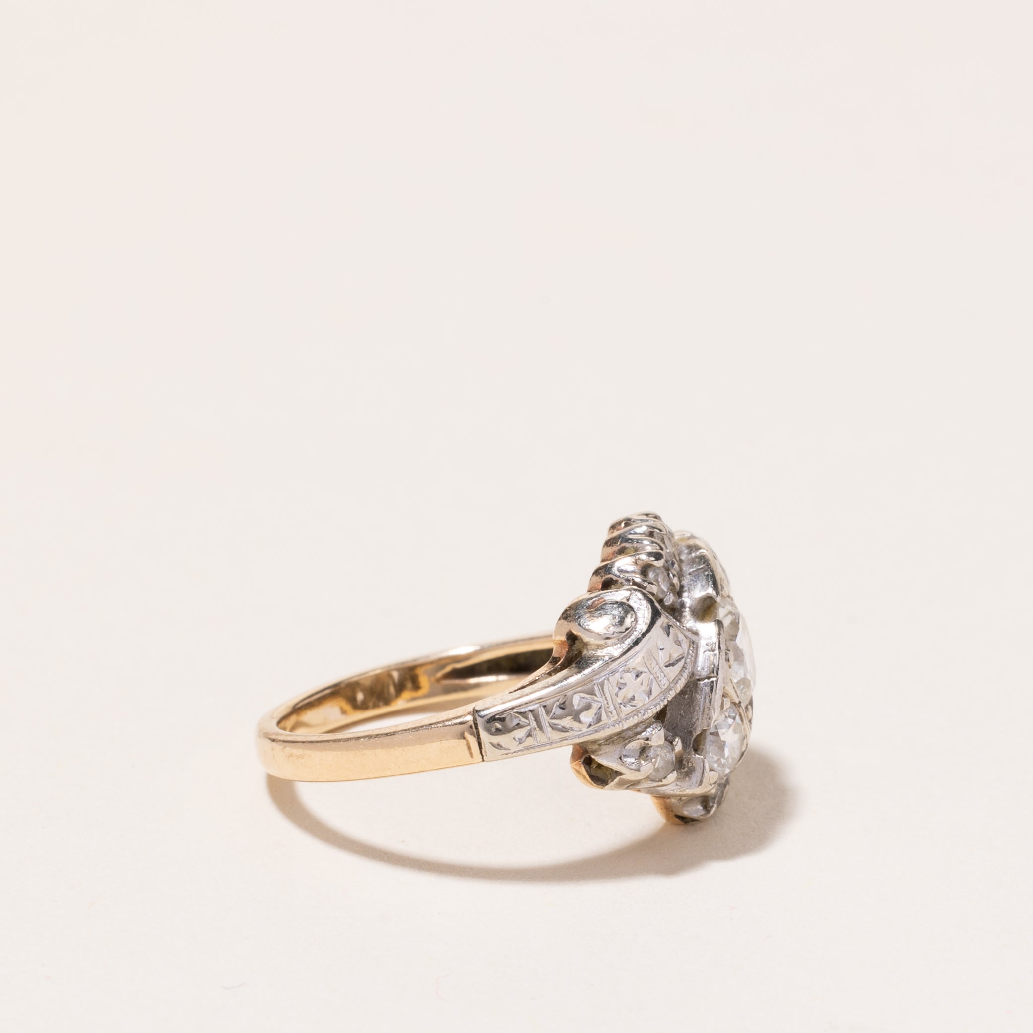 14k Two Tone Gold Diamond Ring | 0.99ctw | SZ 5.25