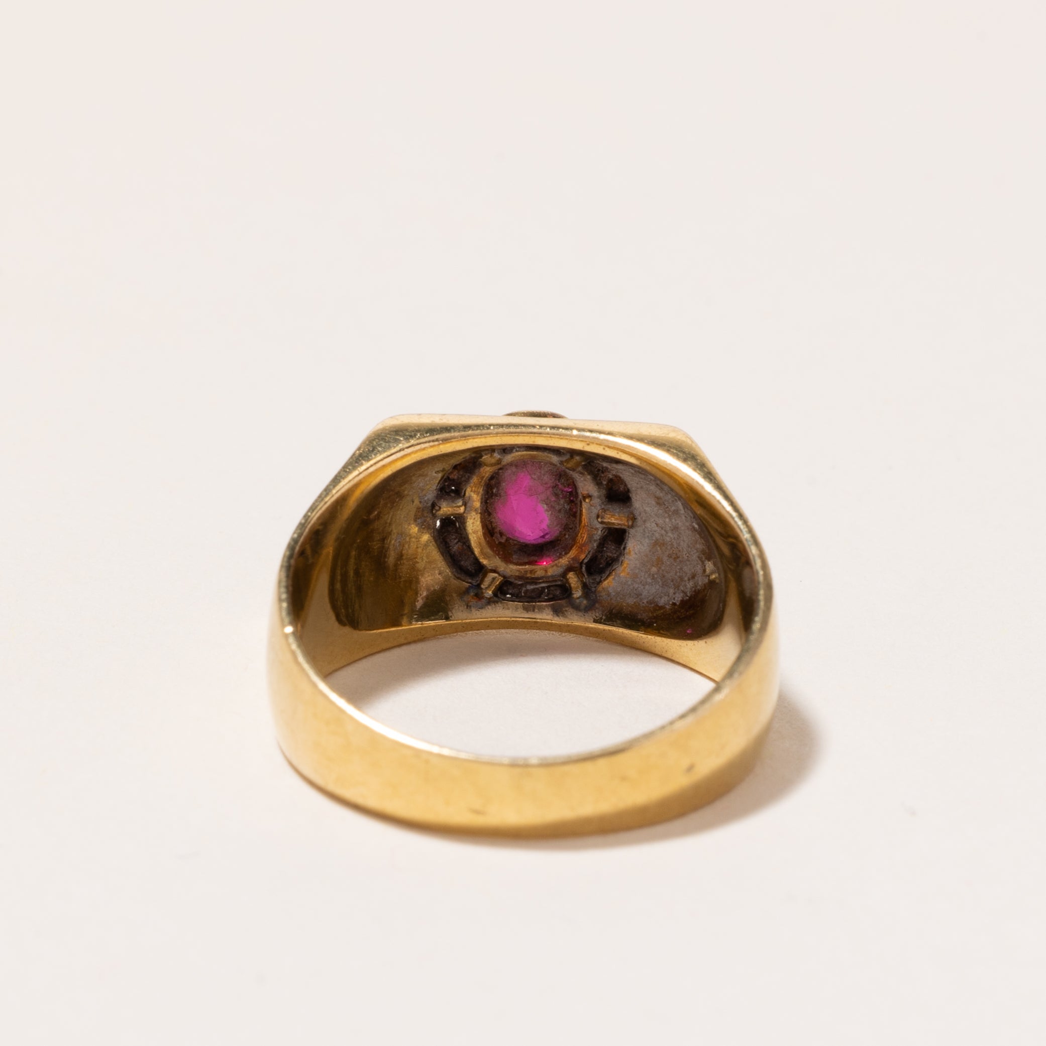 18k Yellow Gold Ruby and Diamond Ring | 0.88ct, 0.27ctw | SZ 9.5