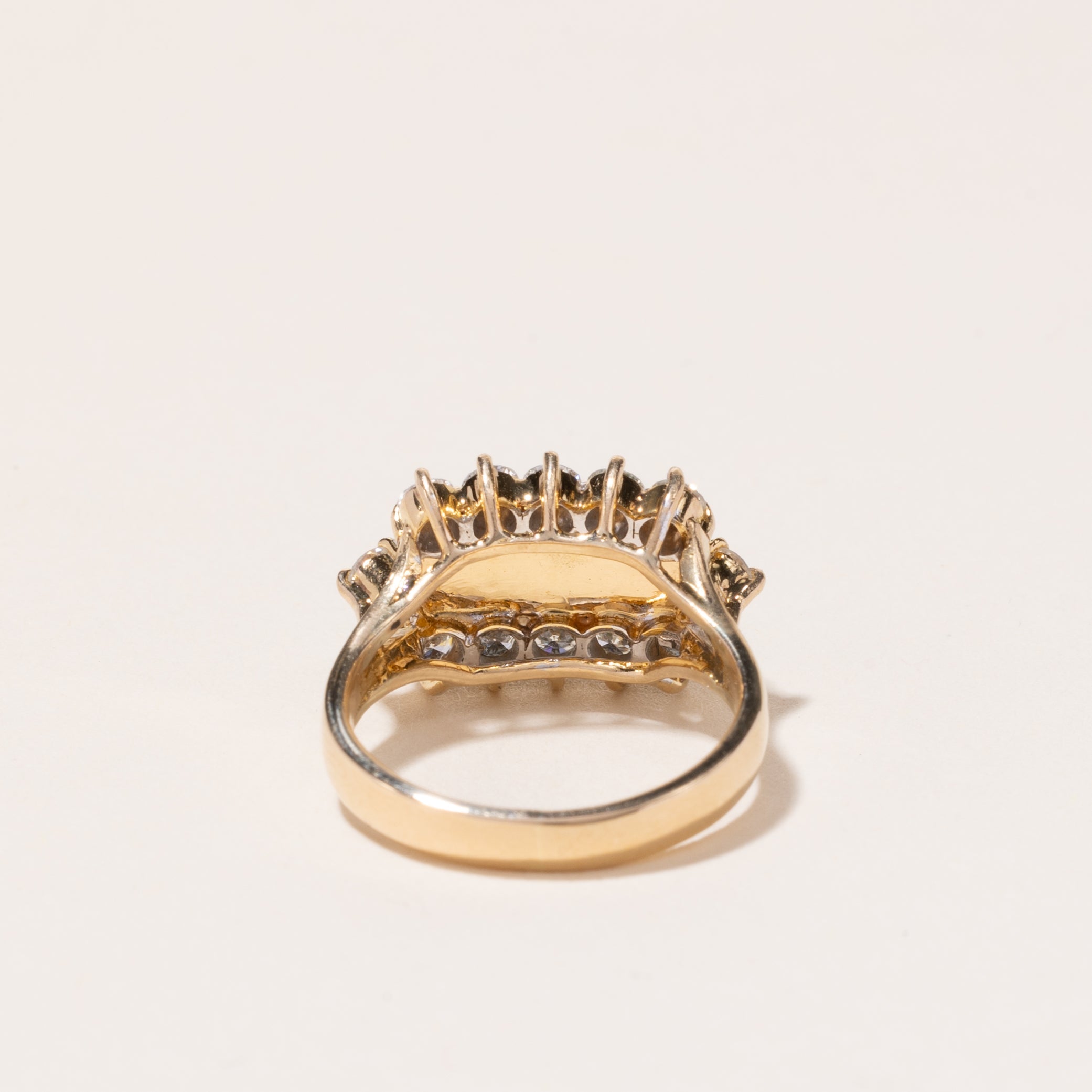 18k Yellow Gold Jade and Diamond Ring | 13.60x5x3mm, 0.67ctw | SZ 5.25