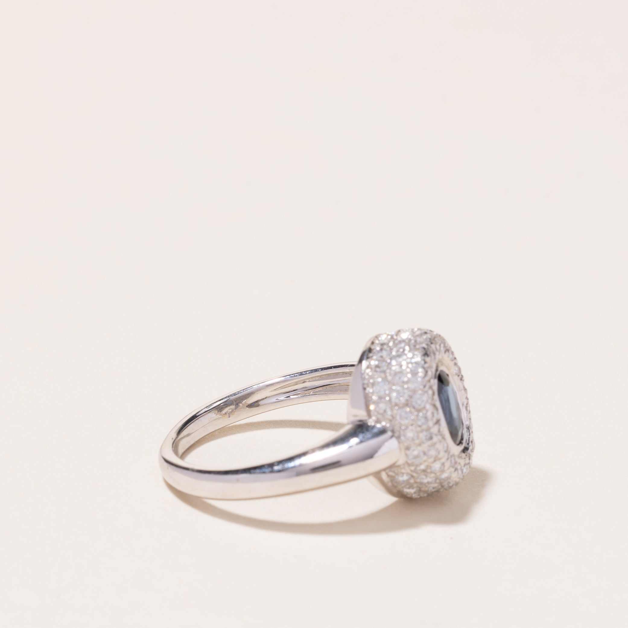 18k White Gold Blue Sapphire and Diamond Ring | 0.54ct, 0.63ctw | SZ 5