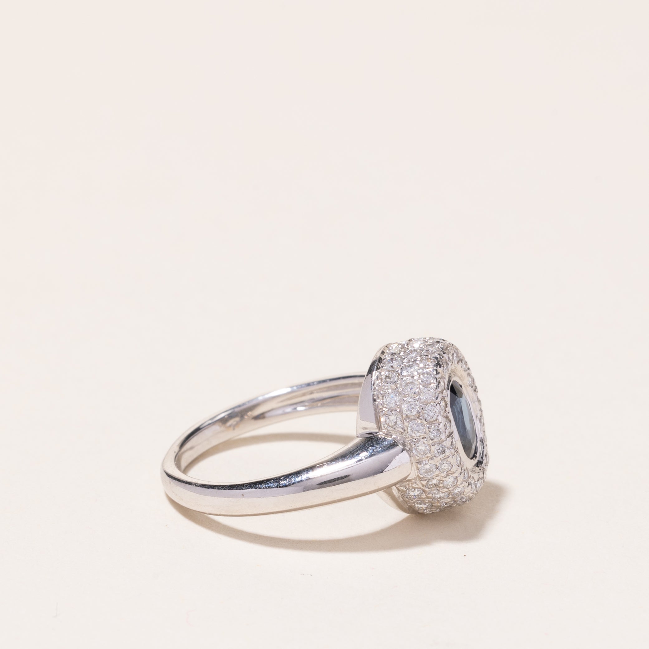 18k White Gold Blue Sapphire and Diamond Ring | 0.54ct, 0.63ctw | SZ 5