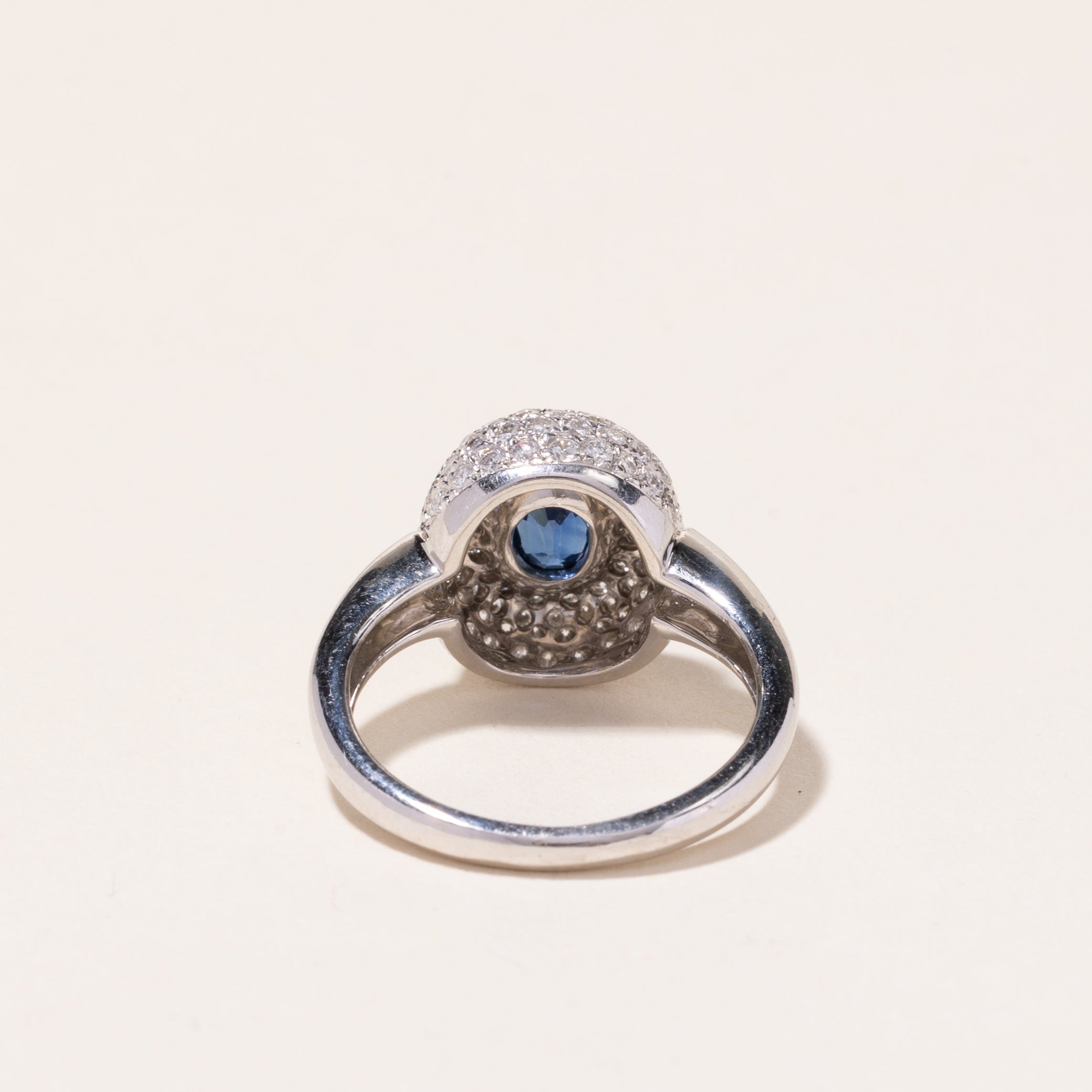 18k White Gold Blue Sapphire and Diamond Ring | 0.54ct, 0.63ctw | SZ 5