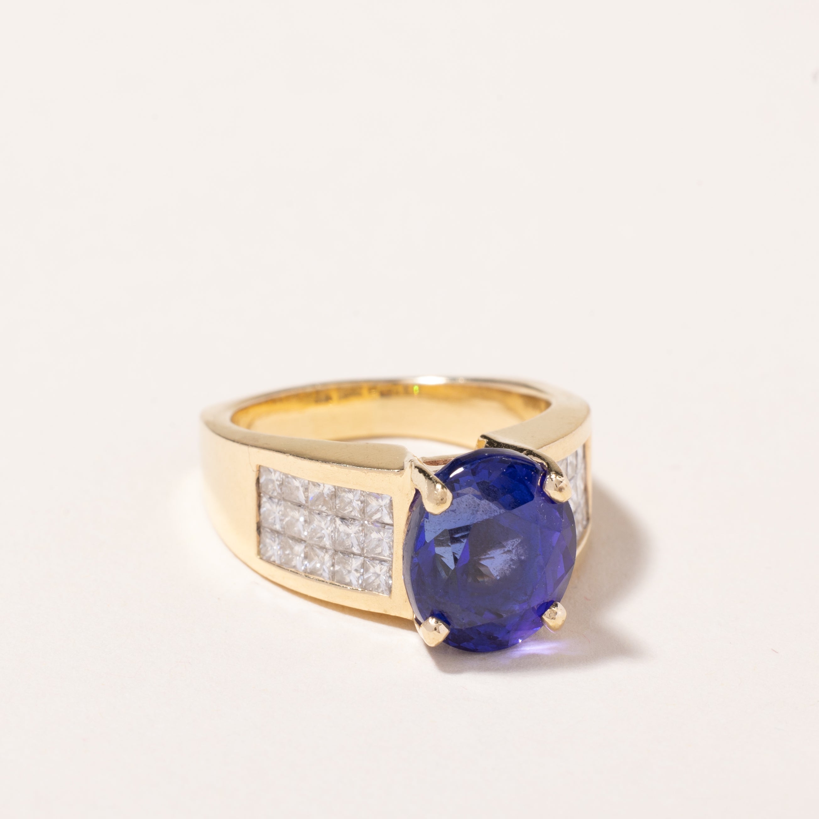 18k Yellow Gold Tanzanite and Diamond Ring | 5.47ct, 1.22ctw | SZ 7.5
