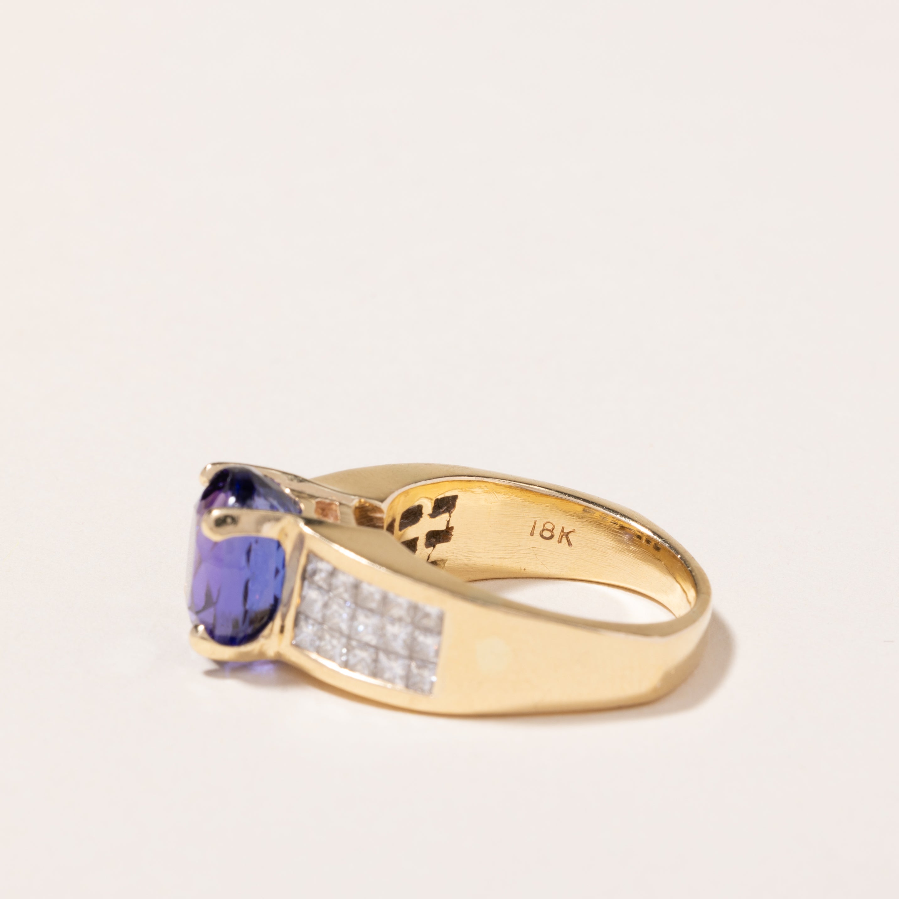 18k Yellow Gold Tanzanite and Diamond Ring | 5.47ct, 1.22ctw | SZ 7.5