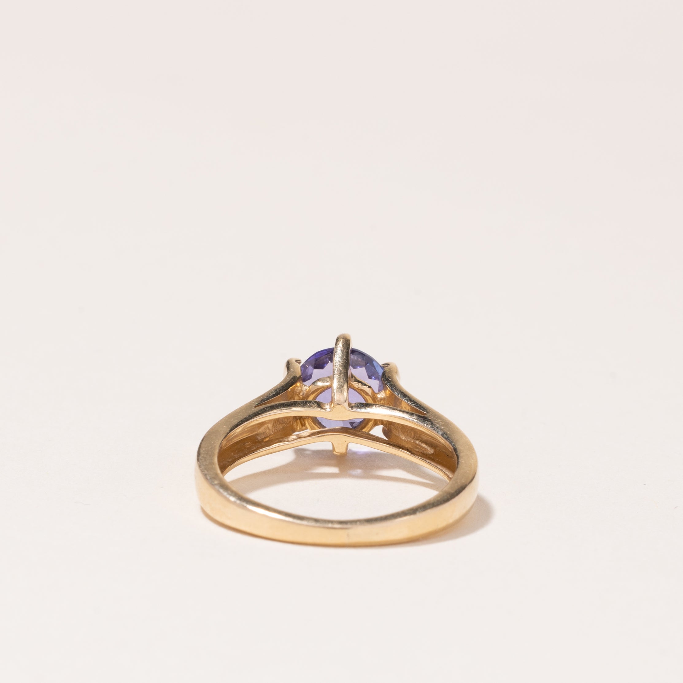 Bague en or jaune 14 carats et tanzanite | 1,42 ct | Taille 5,75