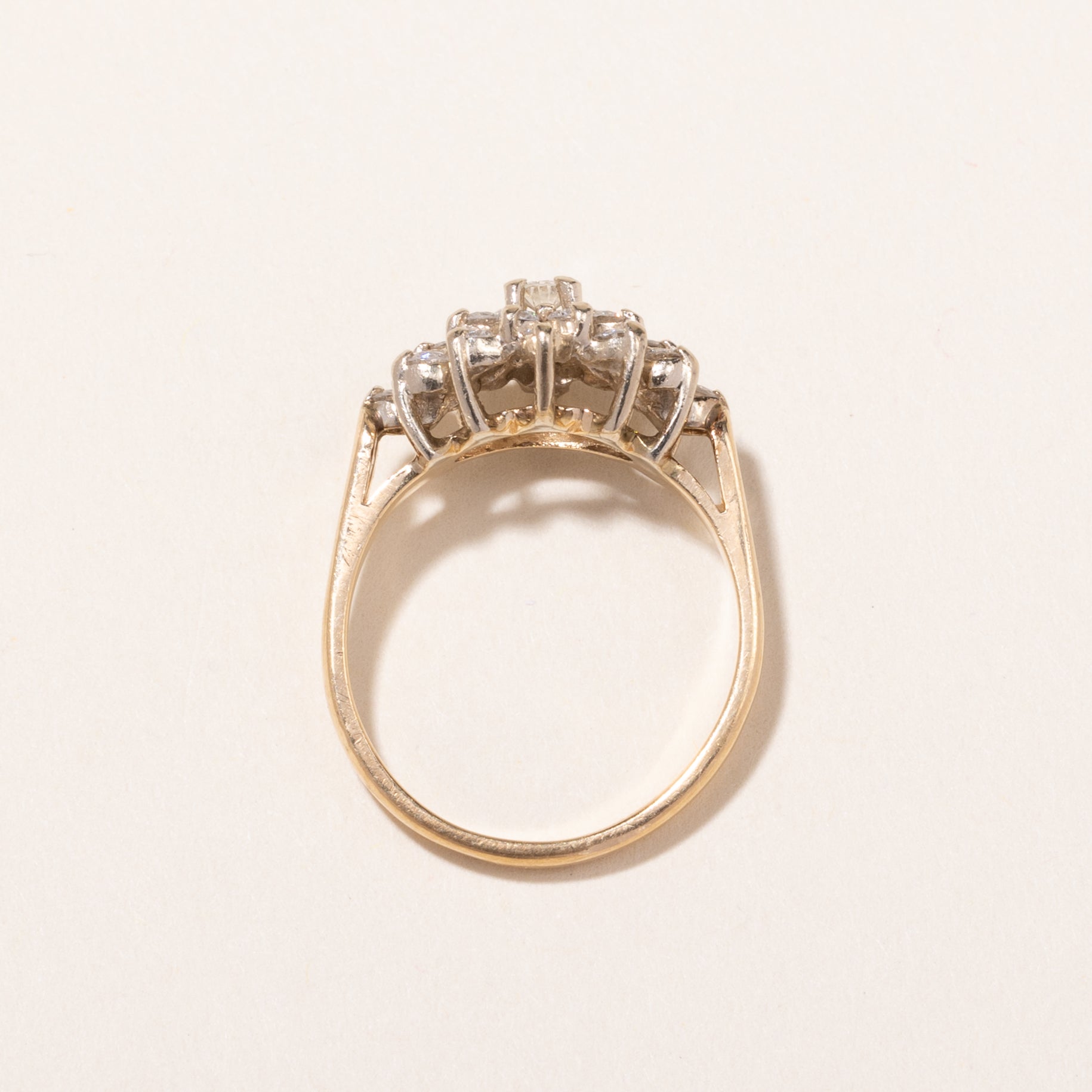 14k Yellow Gold Diamond Cluster Ring | 0.71ctw | SZ 6.5