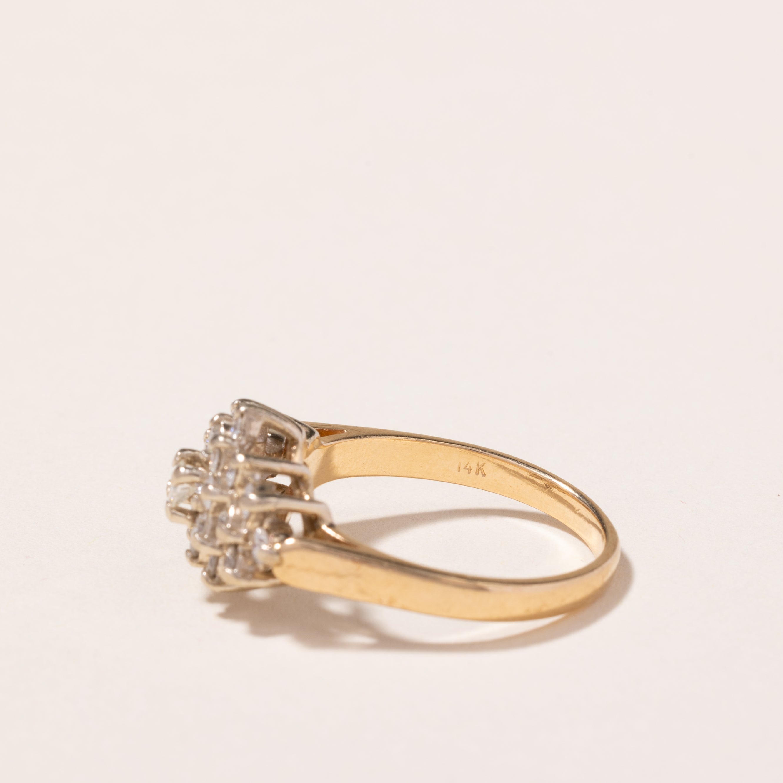 14k Yellow Gold Diamond Cluster Ring | 0.71ctw | SZ 6.5