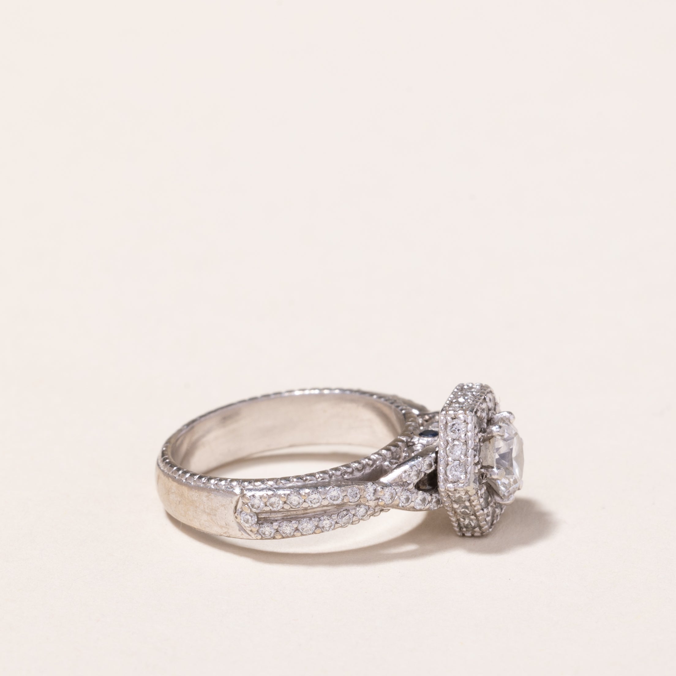18k White Gold Diamond Engagement Ring | 1.23ctw, 0.02ctw | SZ 4.5