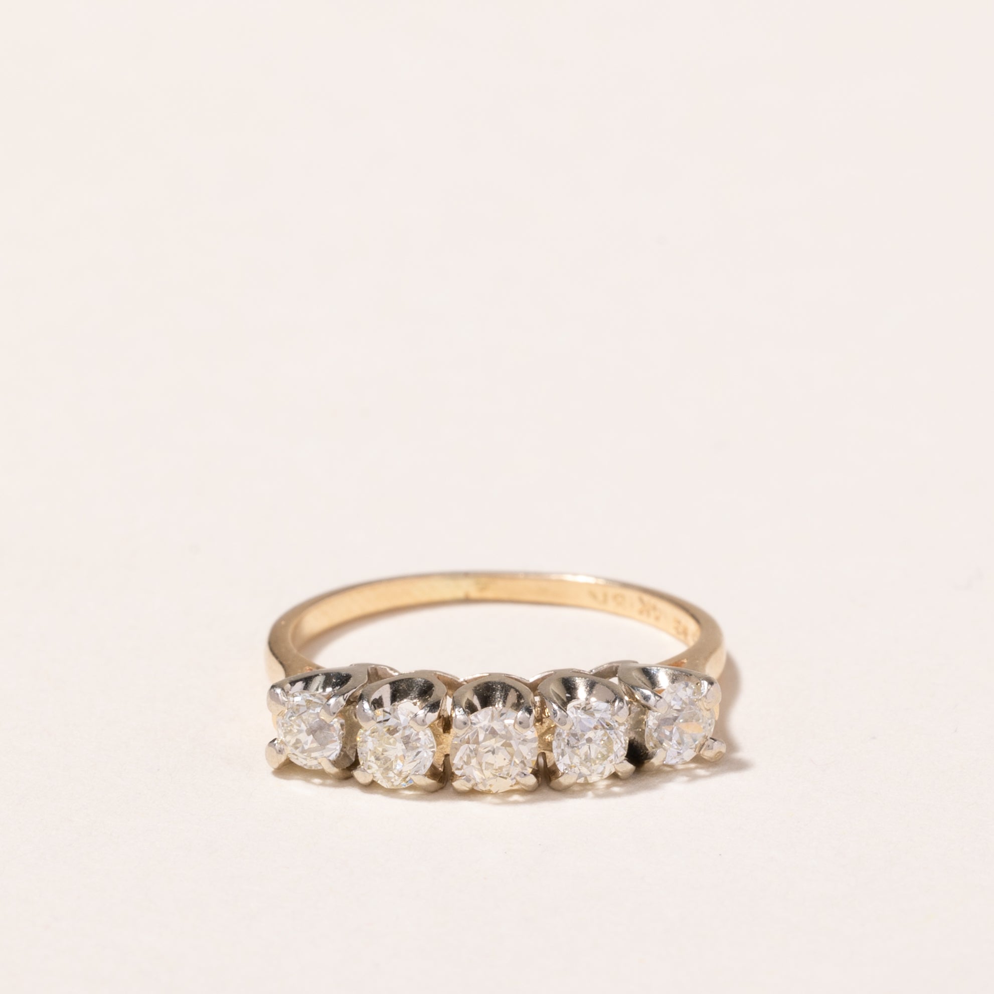 Bague Birks en or jaune et blanc 14-18 carats sertie de diamants | 0,69 ct | Taille 5,25