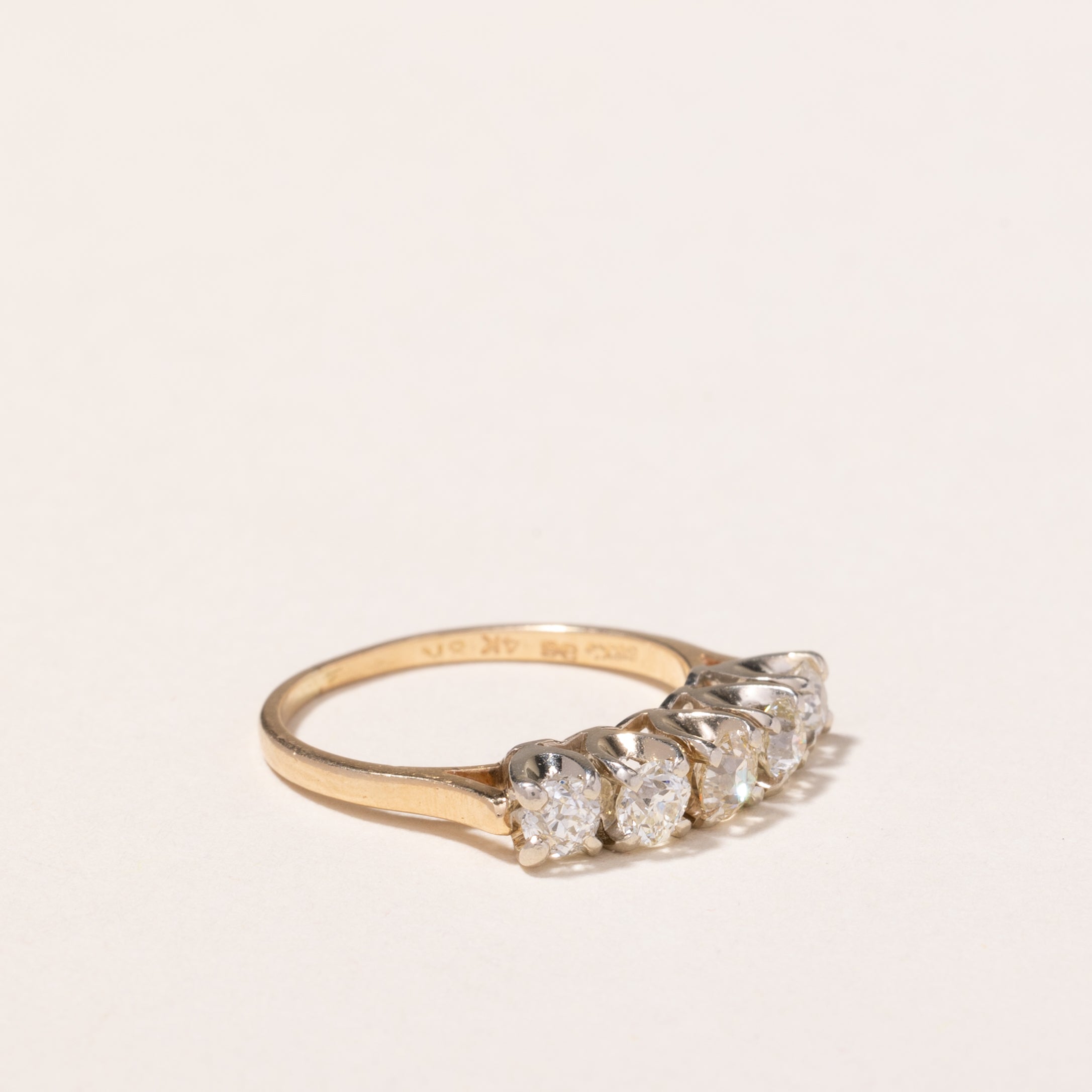 Bague Birks en or jaune et blanc 14-18 carats sertie de diamants | 0,69 ct | Taille 5,25