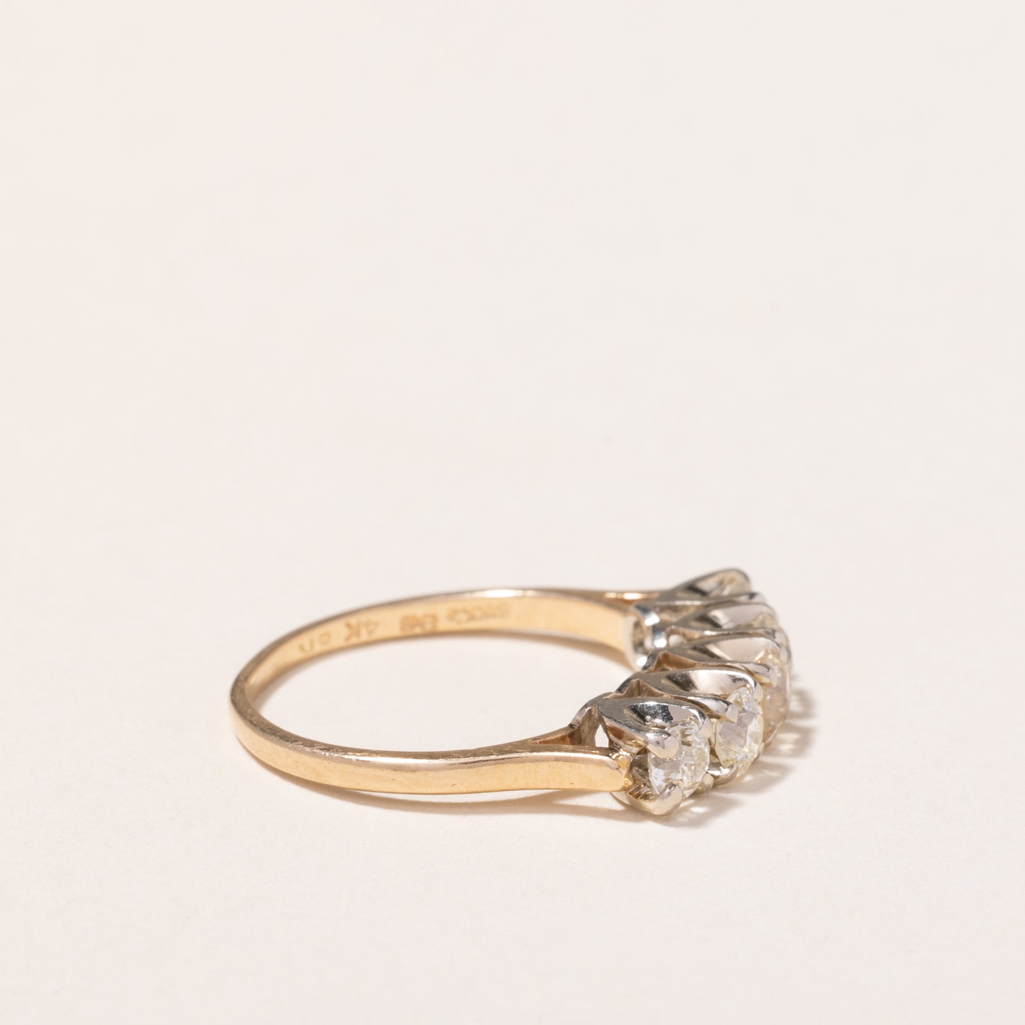 Bague Birks en or jaune et blanc 14-18 carats sertie de diamants | 0,69 ct | Taille 5,25