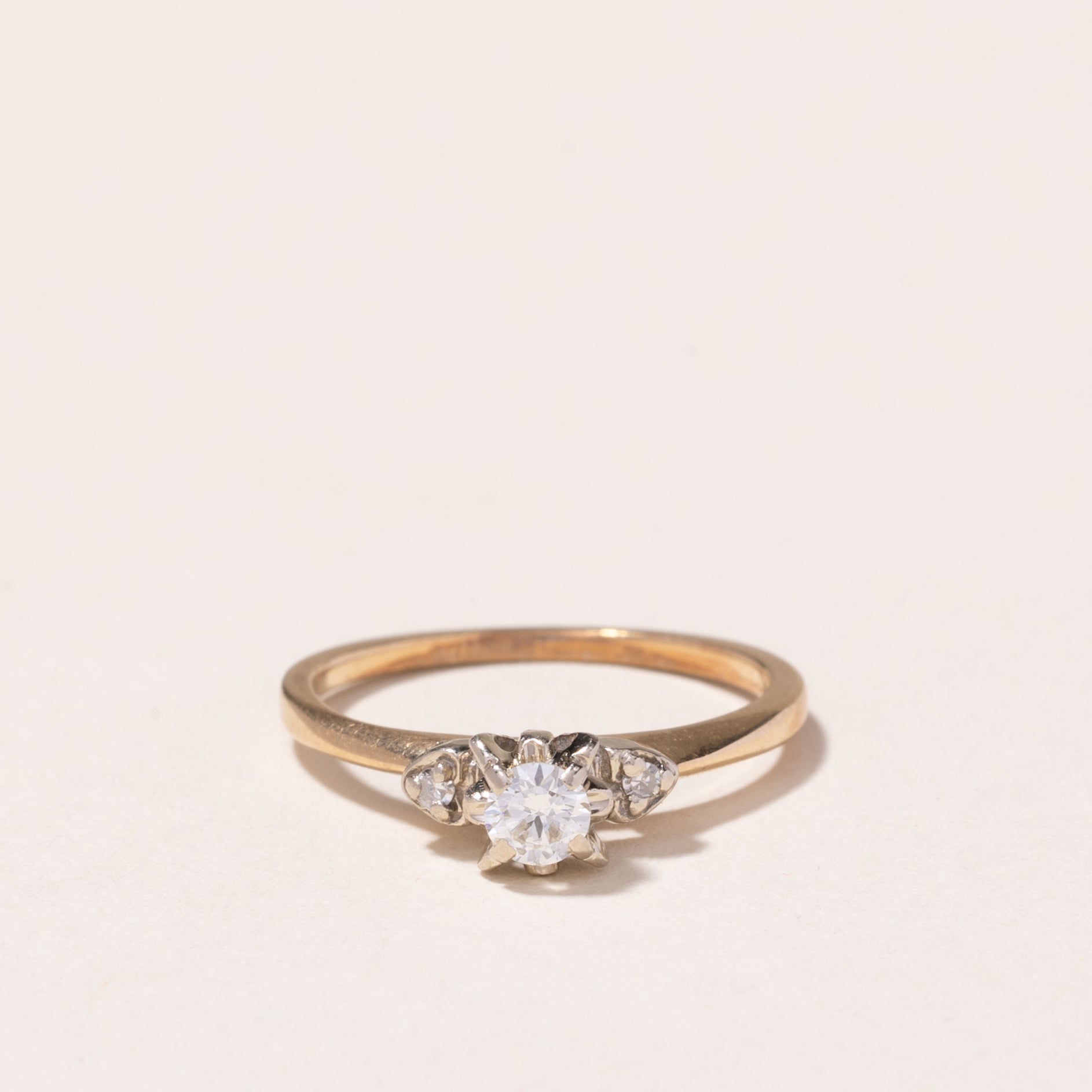 14k Yellow and White Gold Diamond Ring | 0.18ctw | SZ 4.5
